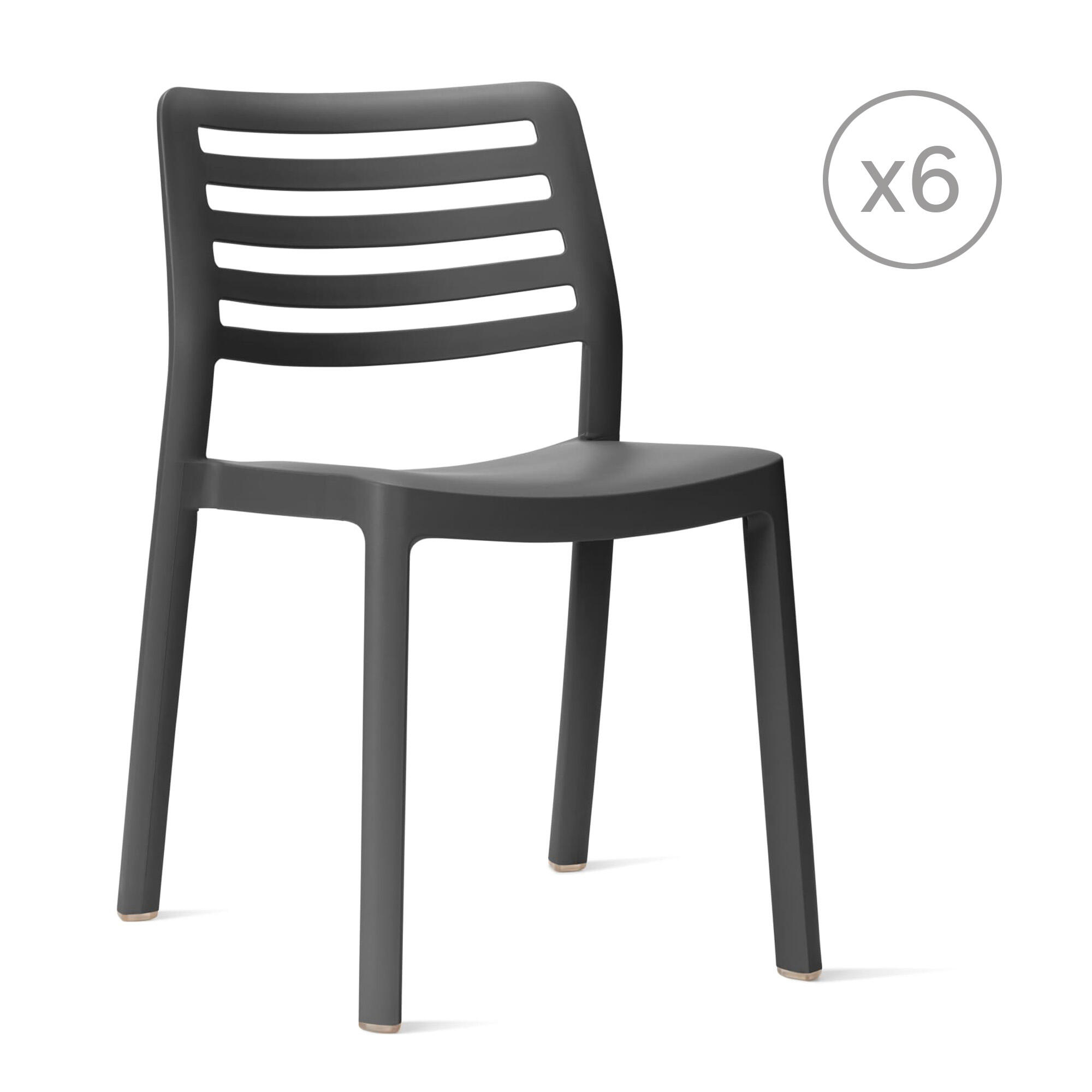 pack 6 sillas de exterior de resina wind gris