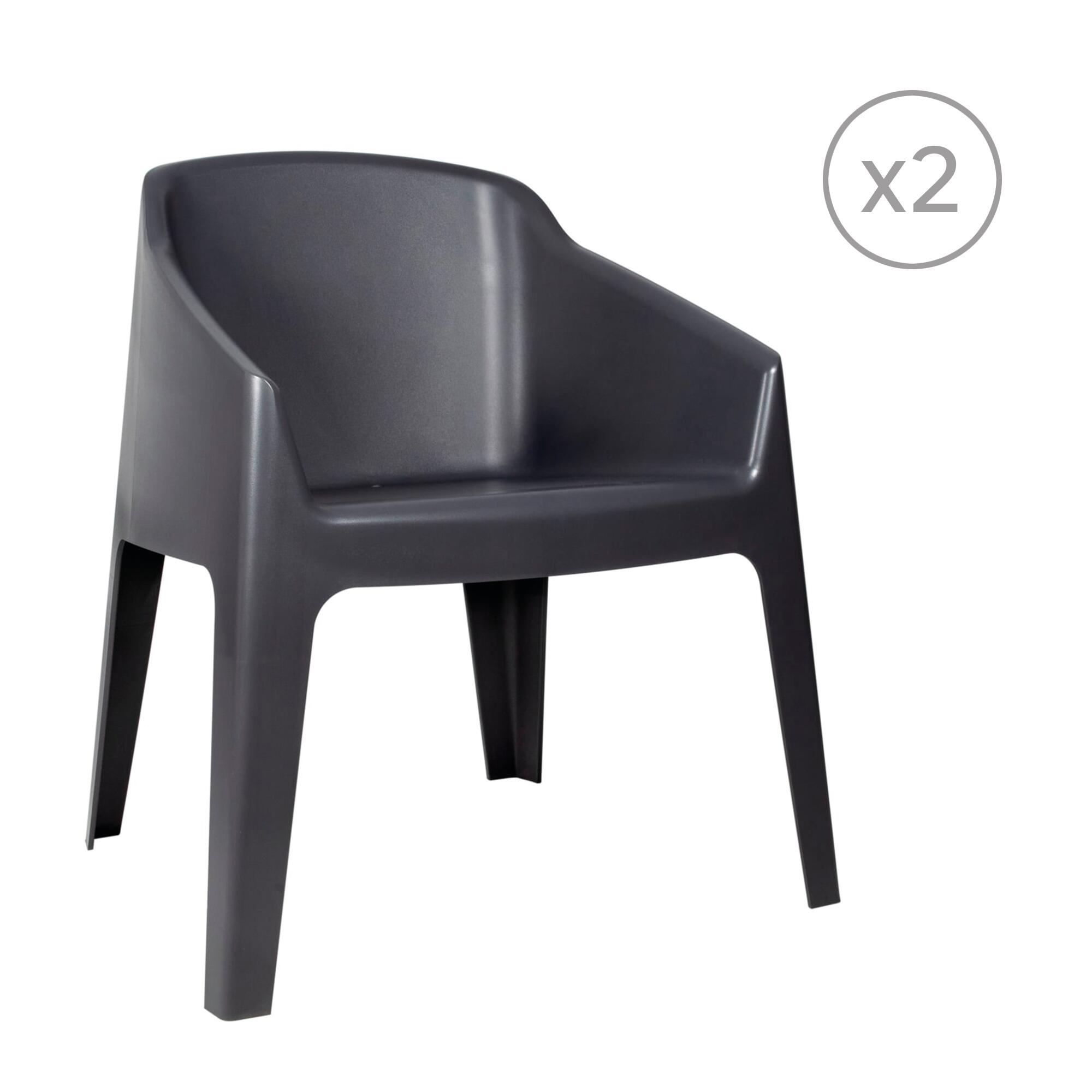 pack 2 sillones de jardin de polipropileno reciclado baku gris
