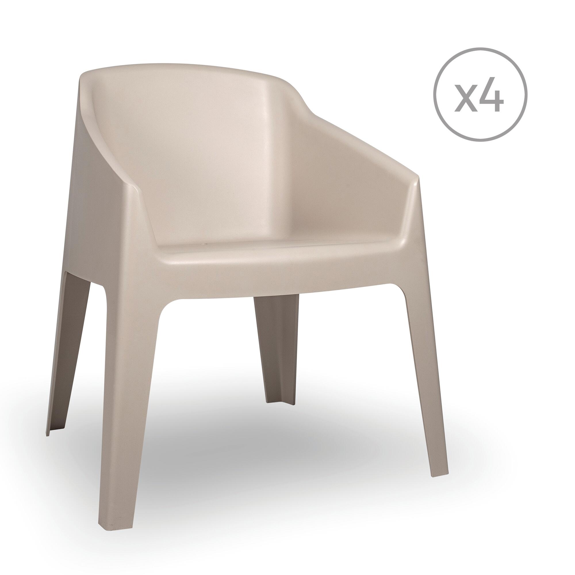 pack 4 sillones de jardin de polipropileno reciclado baku beige