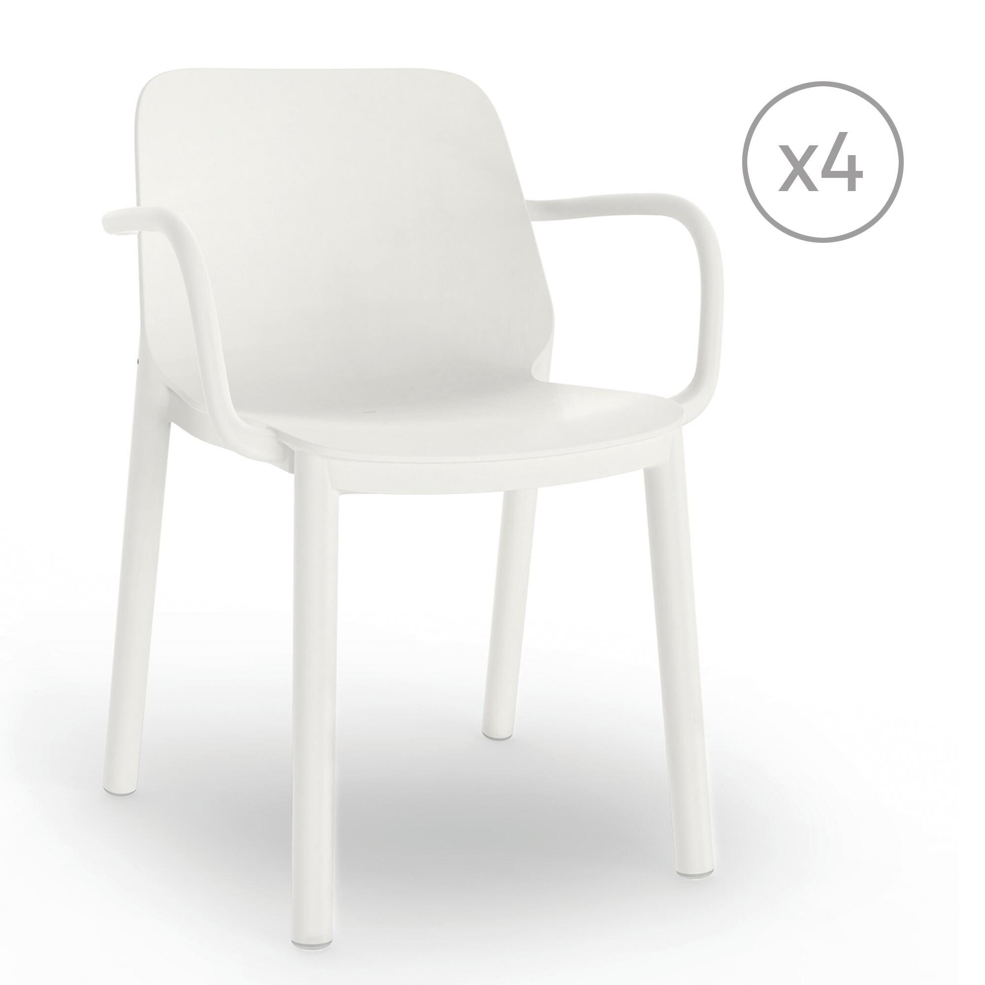 pack 4 sillas de jardin con brazos de polipropileno one blanca