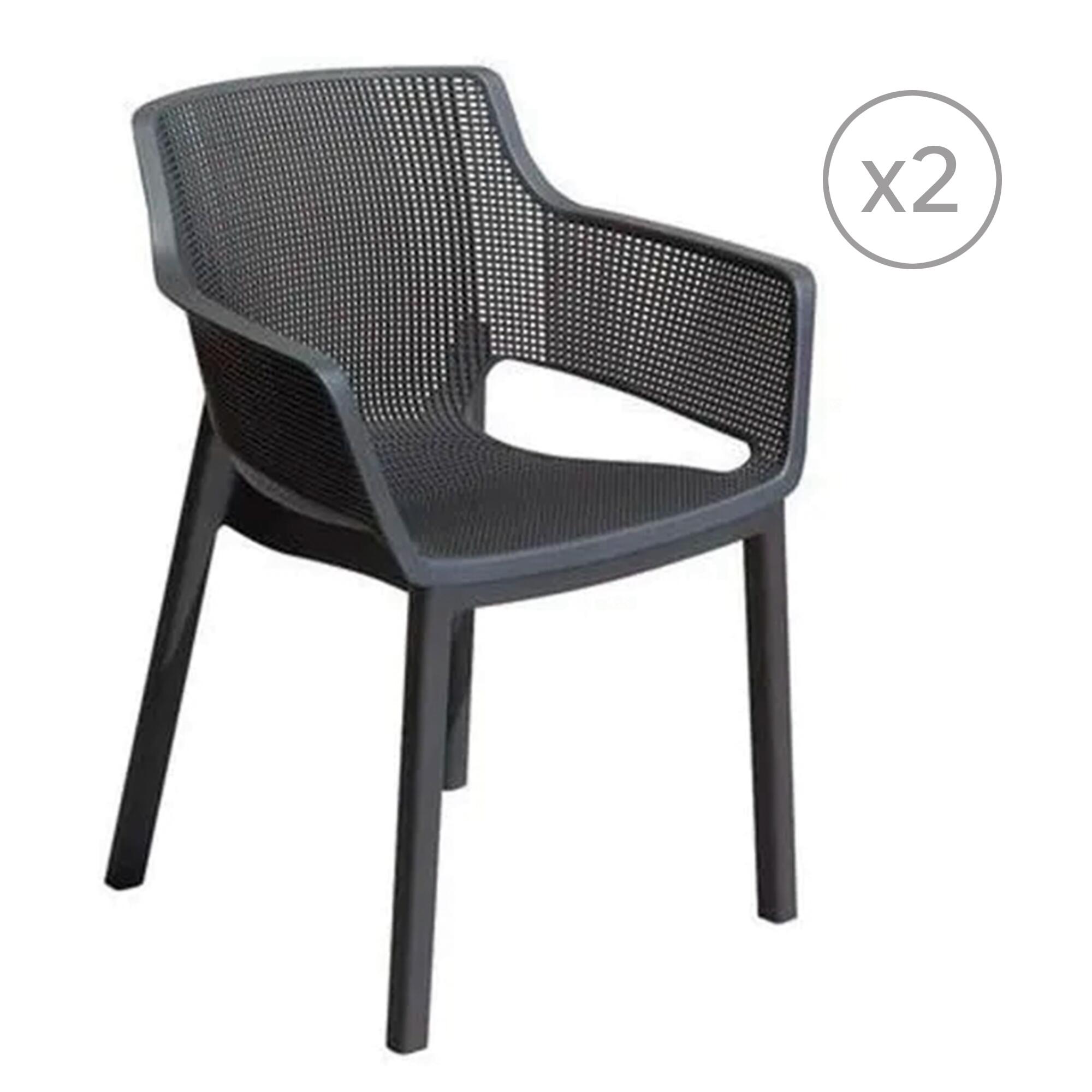 pack 2 sillas de jardin sin cojin de resina gris