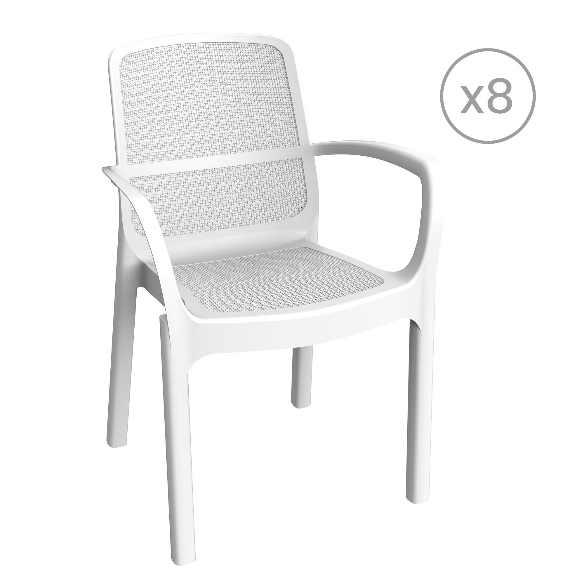 pack 8 sillas de exterior de resina sirolo blanca