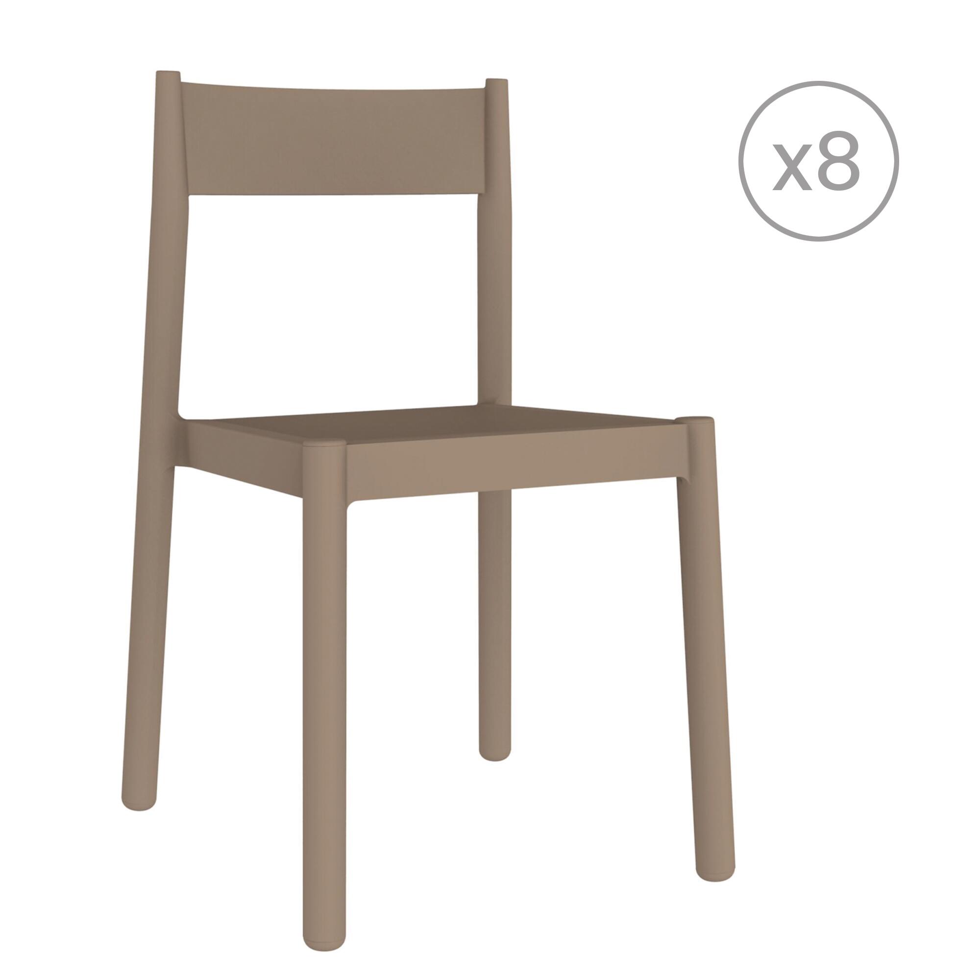 pack 8 sillas de jardin de polipropileno danna marron