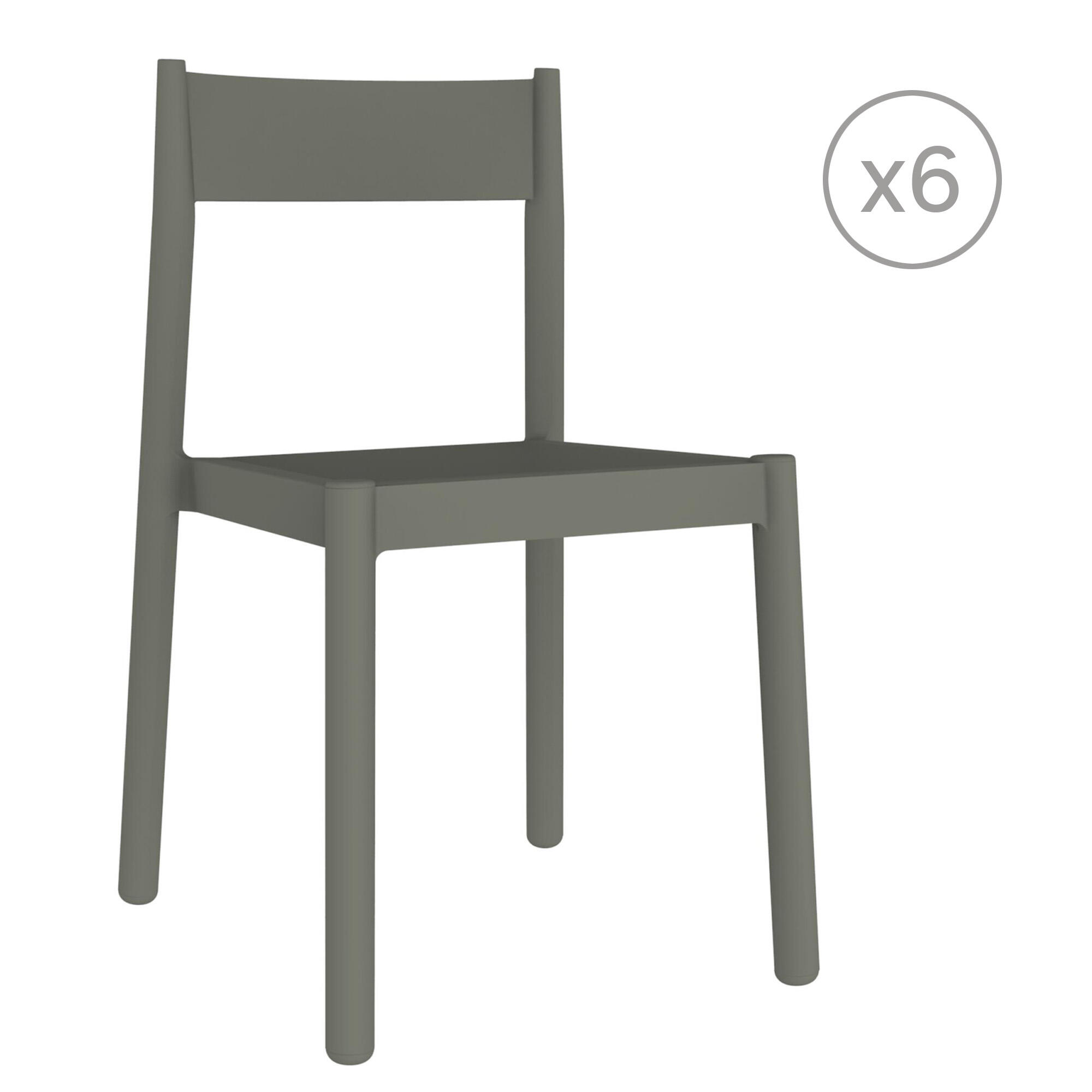 pack 6 sillas de jardin de polipropileno danna gris