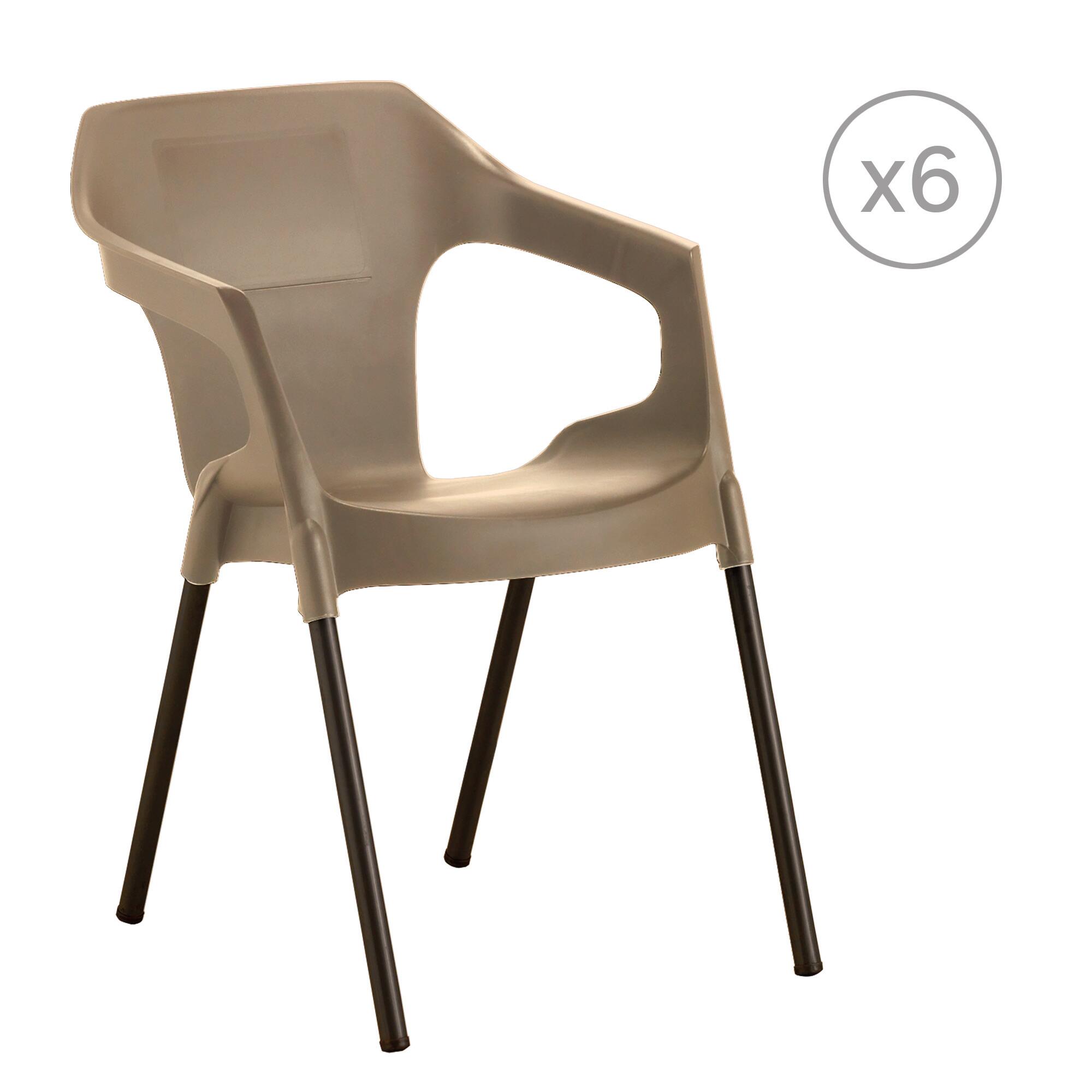 pack 6 sillas de jardin de polipropileno monaco topo