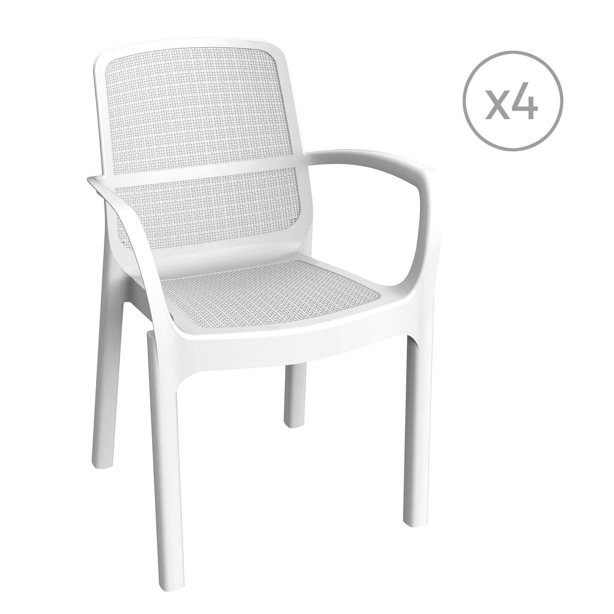 pack 4 sillas de exterior de resina sirolo blanca