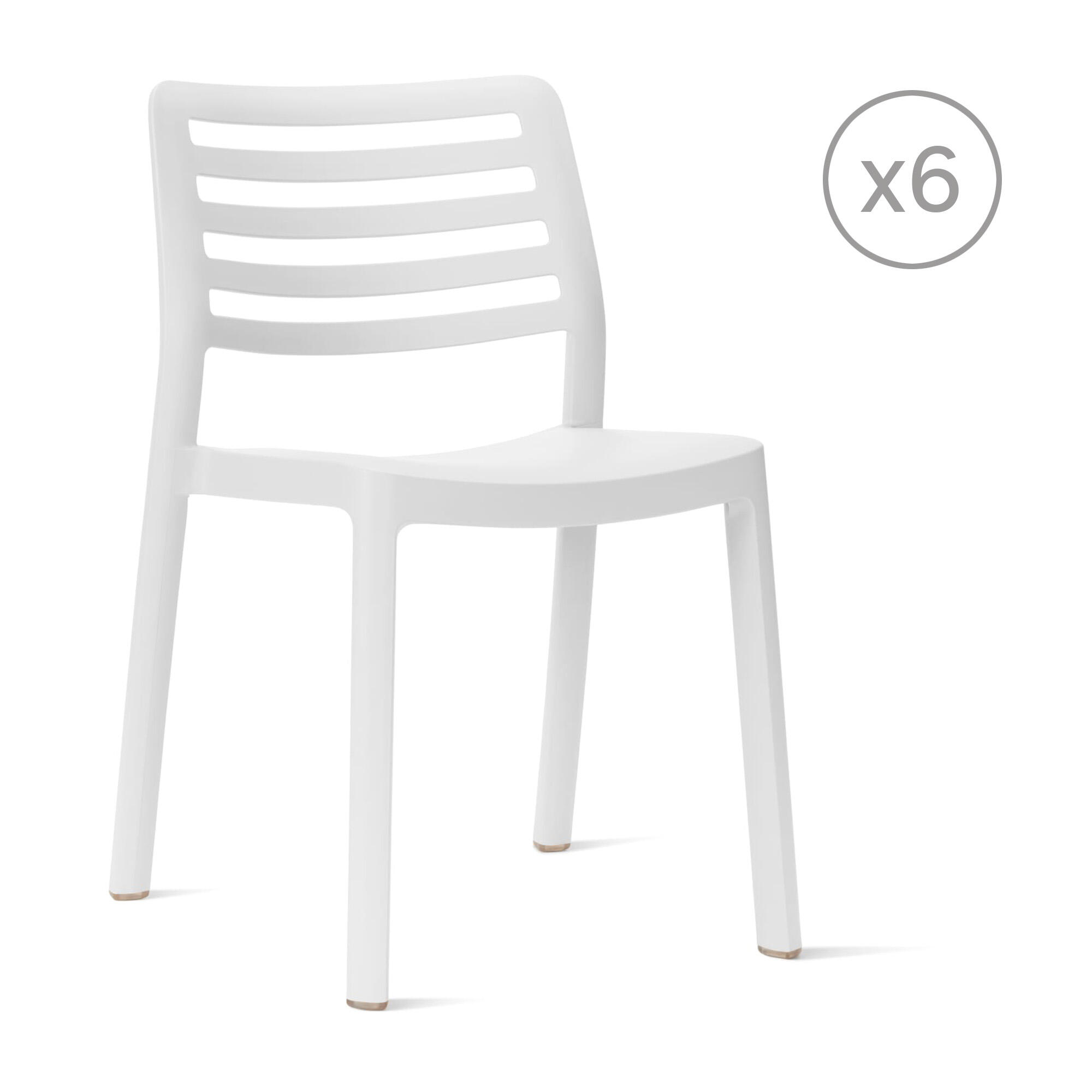 pack 6 sillas de exterior de resina wind blanco