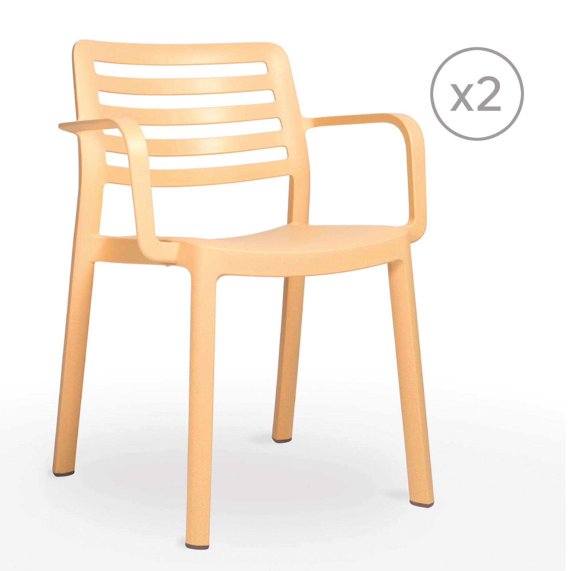 pack 2 sillas de jardin con brazos de polipropileno reciclado wind amarillo