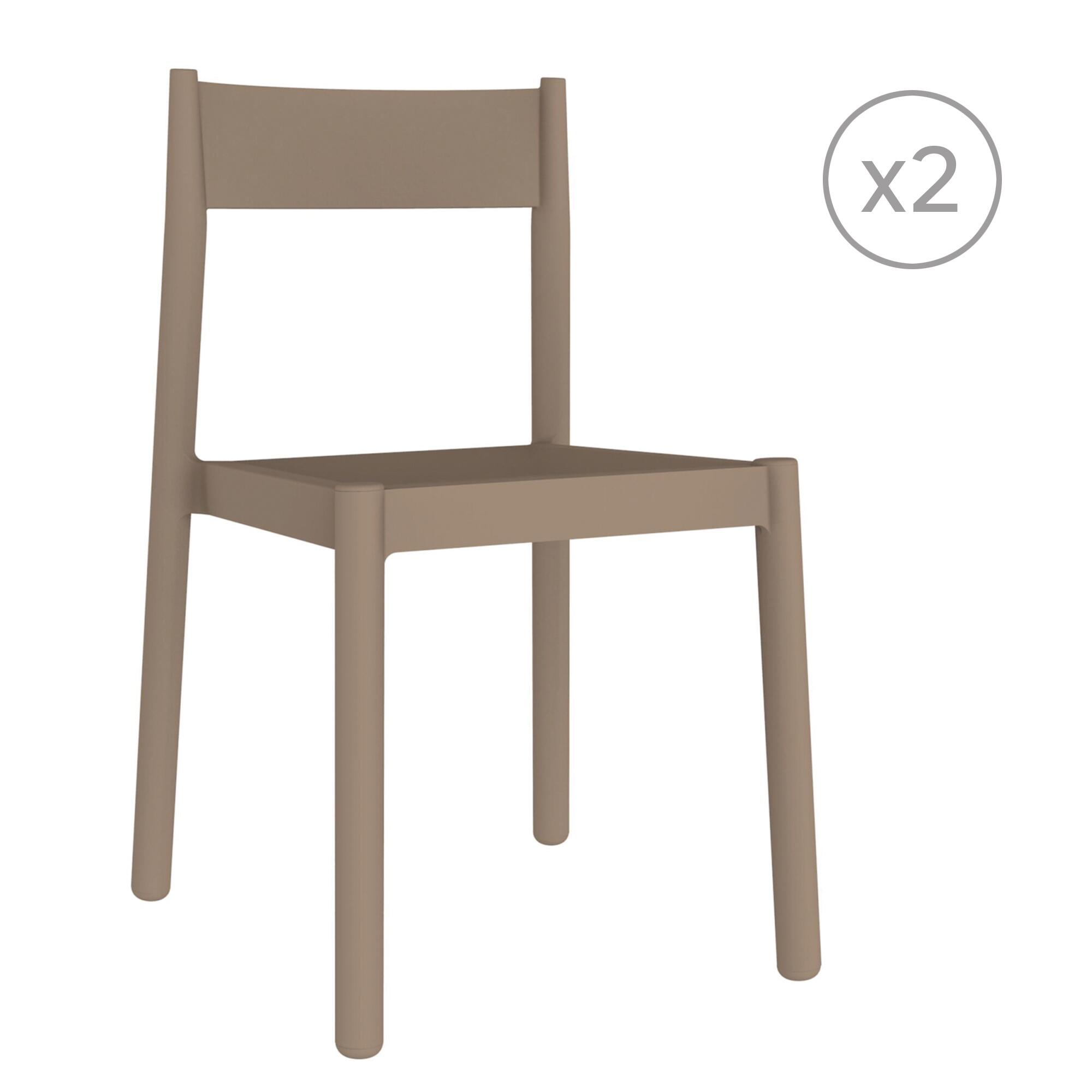 pack 2 sillas de jardin de polipropileno danna marron