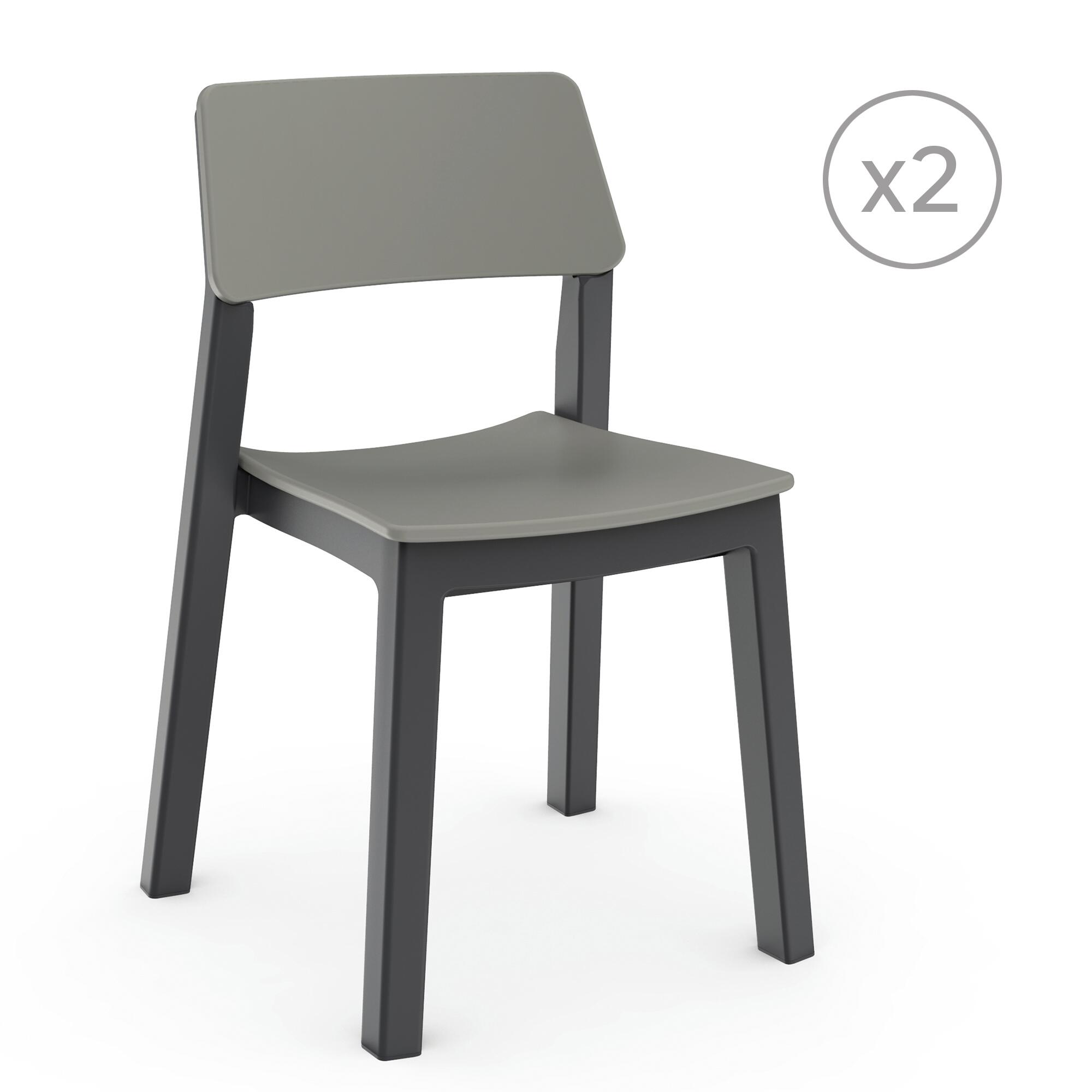 pack 2 sillas de exterior de resina bistrot italia antracita