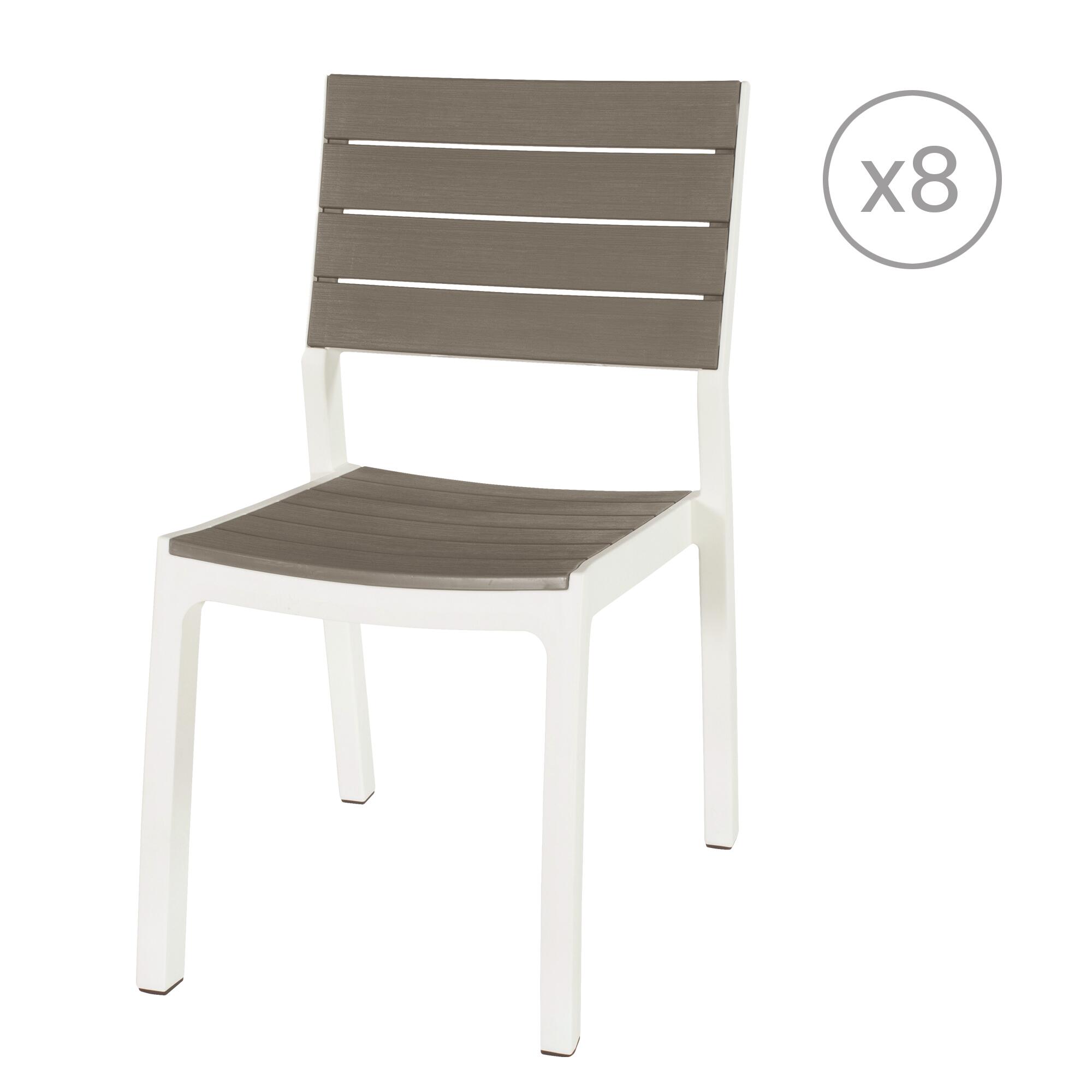 pack 8 sillas de jardin de polipropileno harmony beige sin brazos