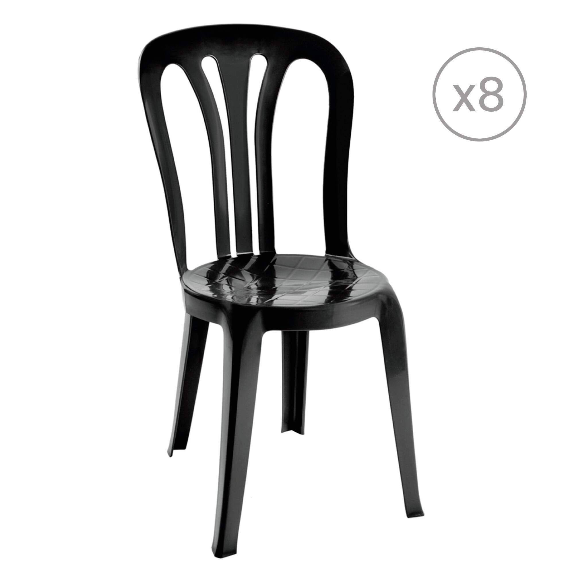 pack 8 sillas de jardin de polipropileno reciclado ecogarrotxa negra
