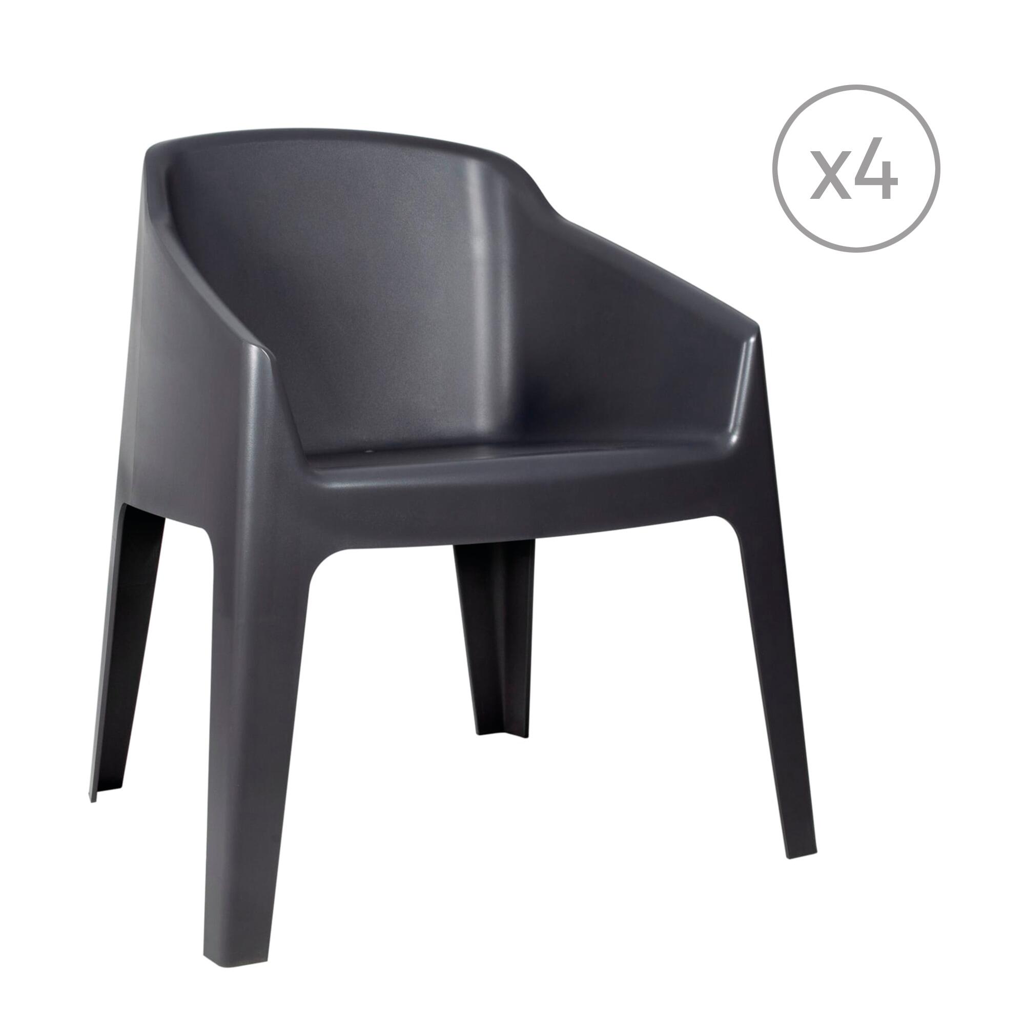 pack 4 sillones de jardin de polipropileno reciclado baku gris