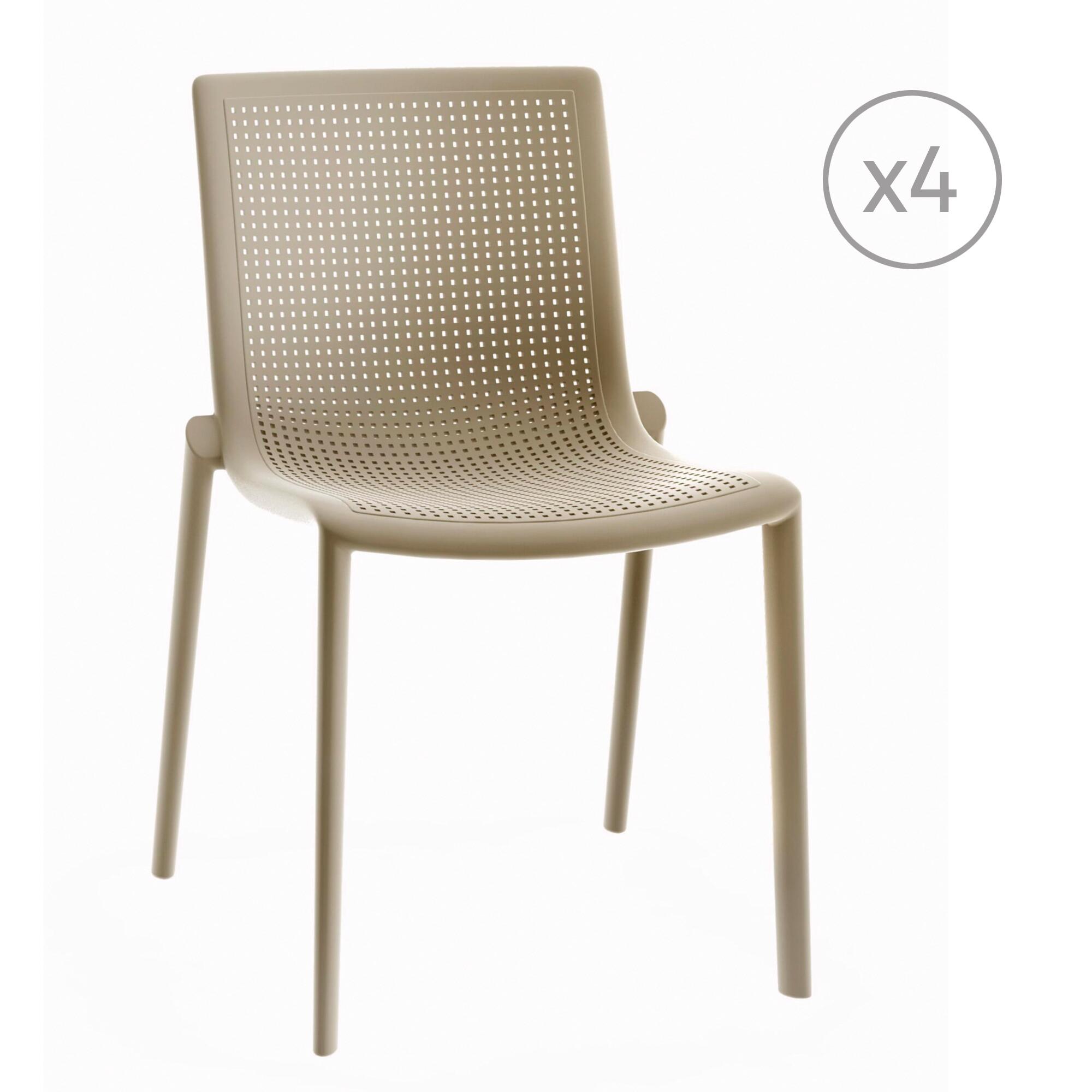 pack 4 sillas de jardin de resina beekat beige