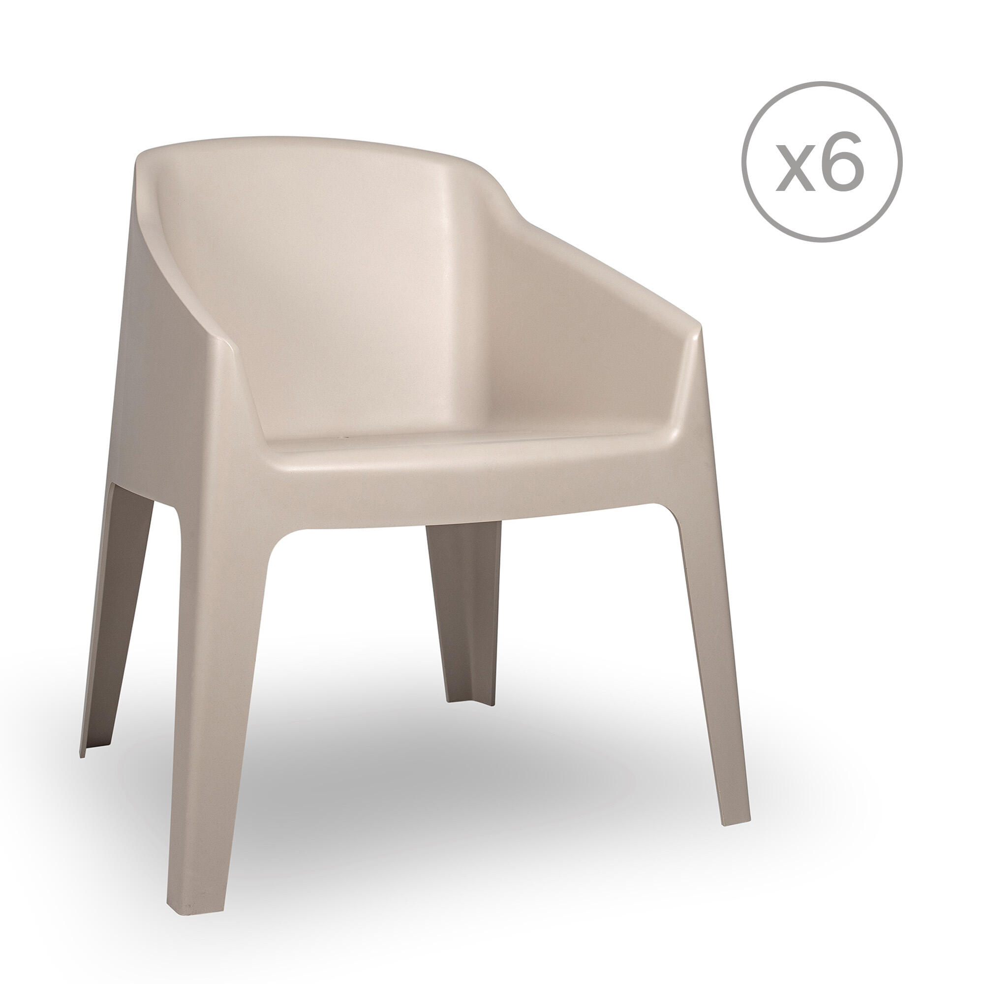 pack 6 sillones de jardin de polipropileno reciclado baku beige