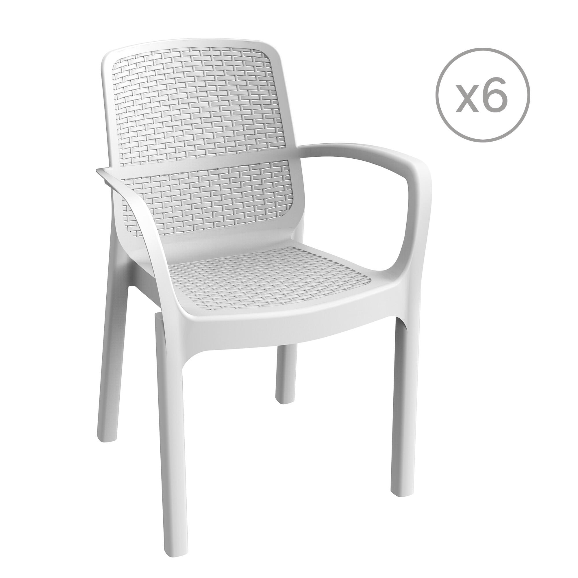 pack 6 sillas de exterior de resina numana blanca