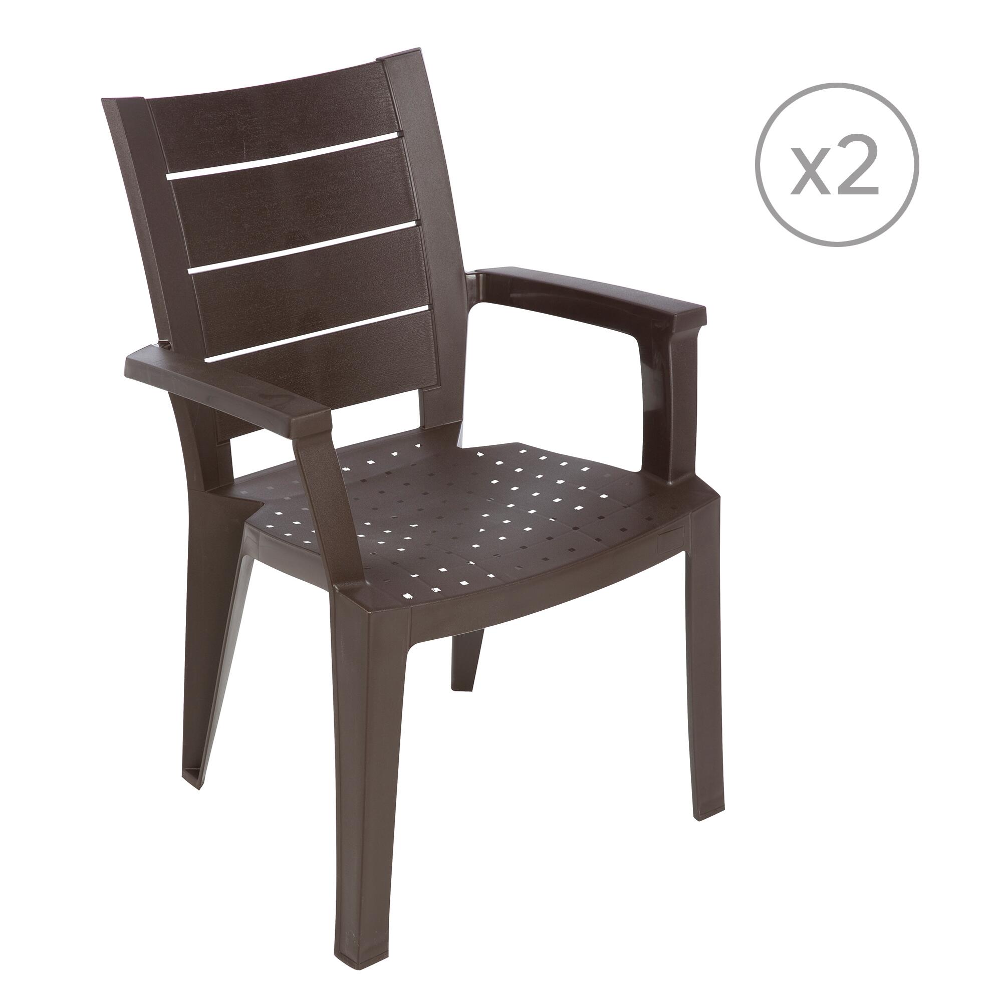 pack 2 sillas de jardin de polipropileno legno marron