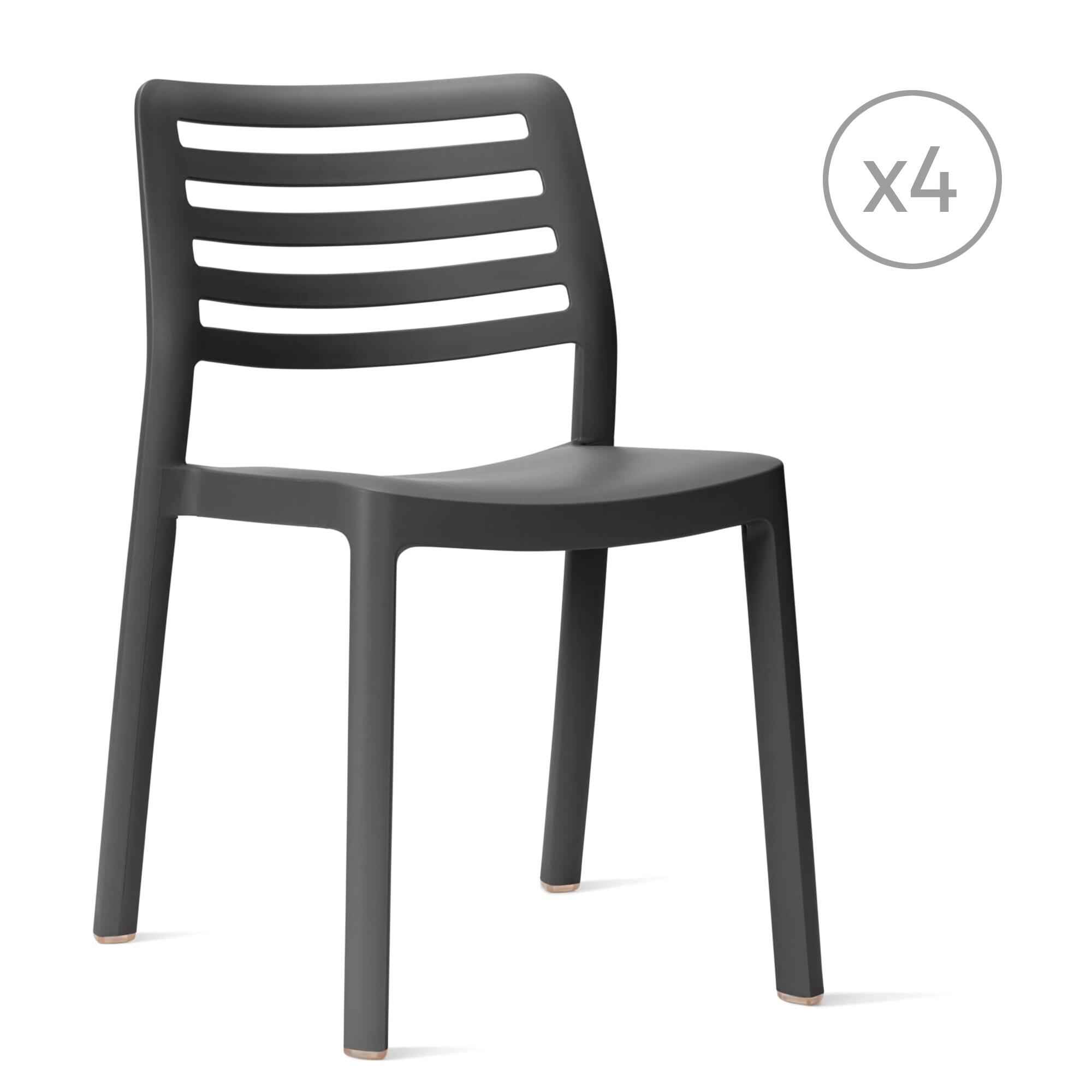 pack 4 sillas de exterior de resina wind gris