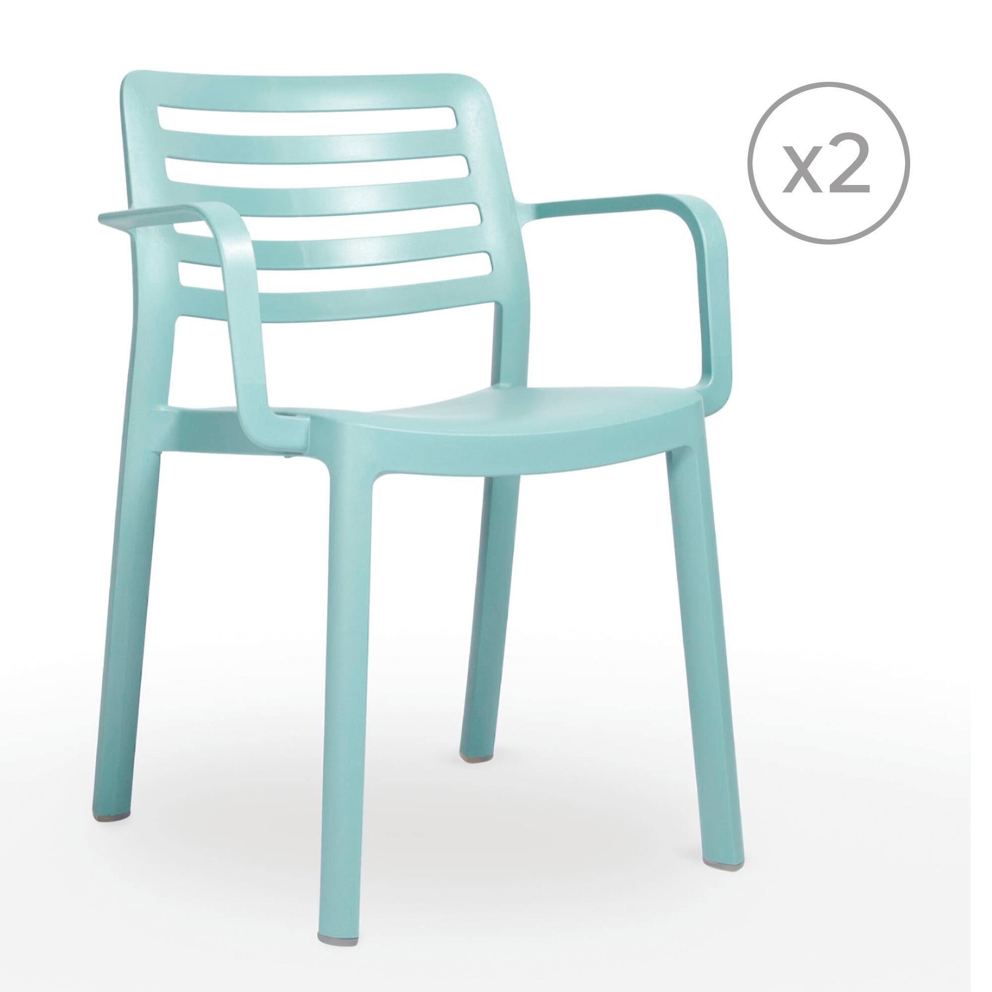 pack 2 sillas de jardin con brazos de polipropileno reciclado wind azul