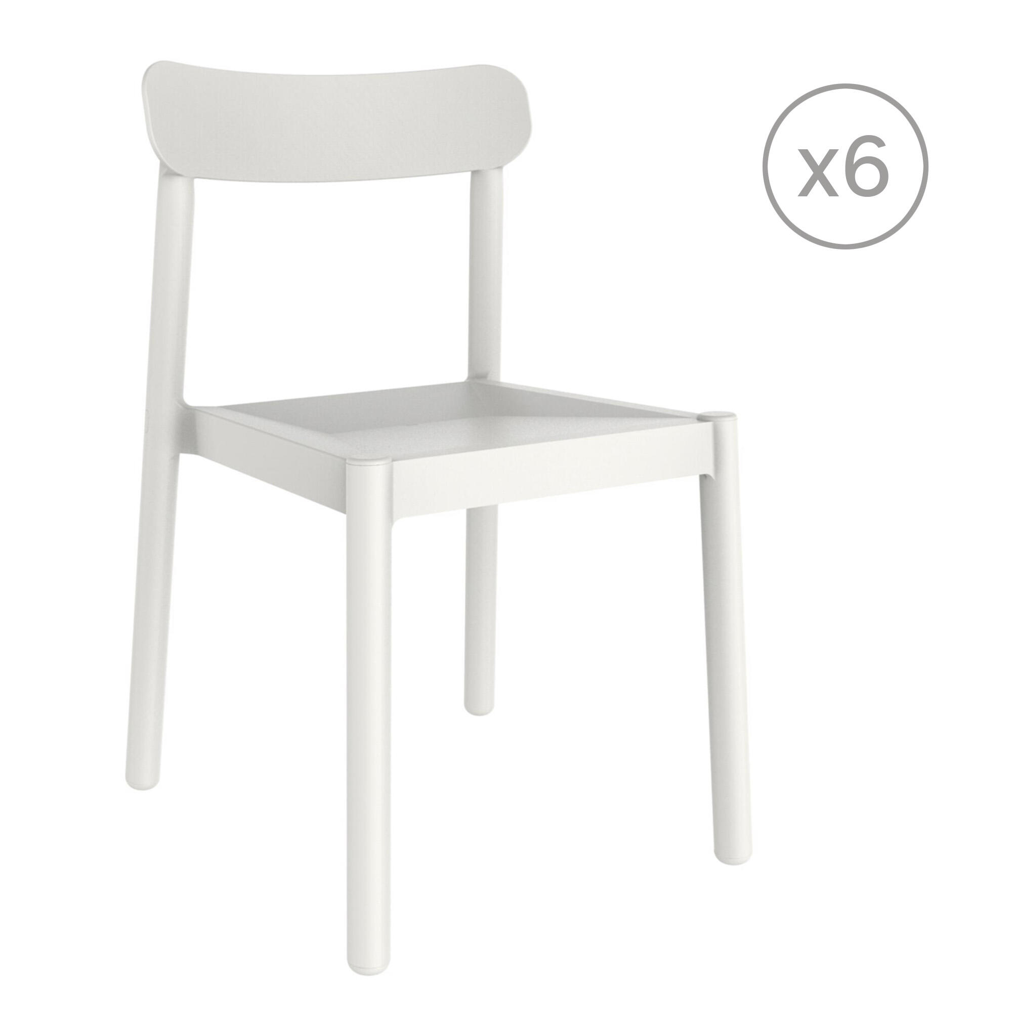 pack 6 sillas de jardin de polipropileno elba blanco