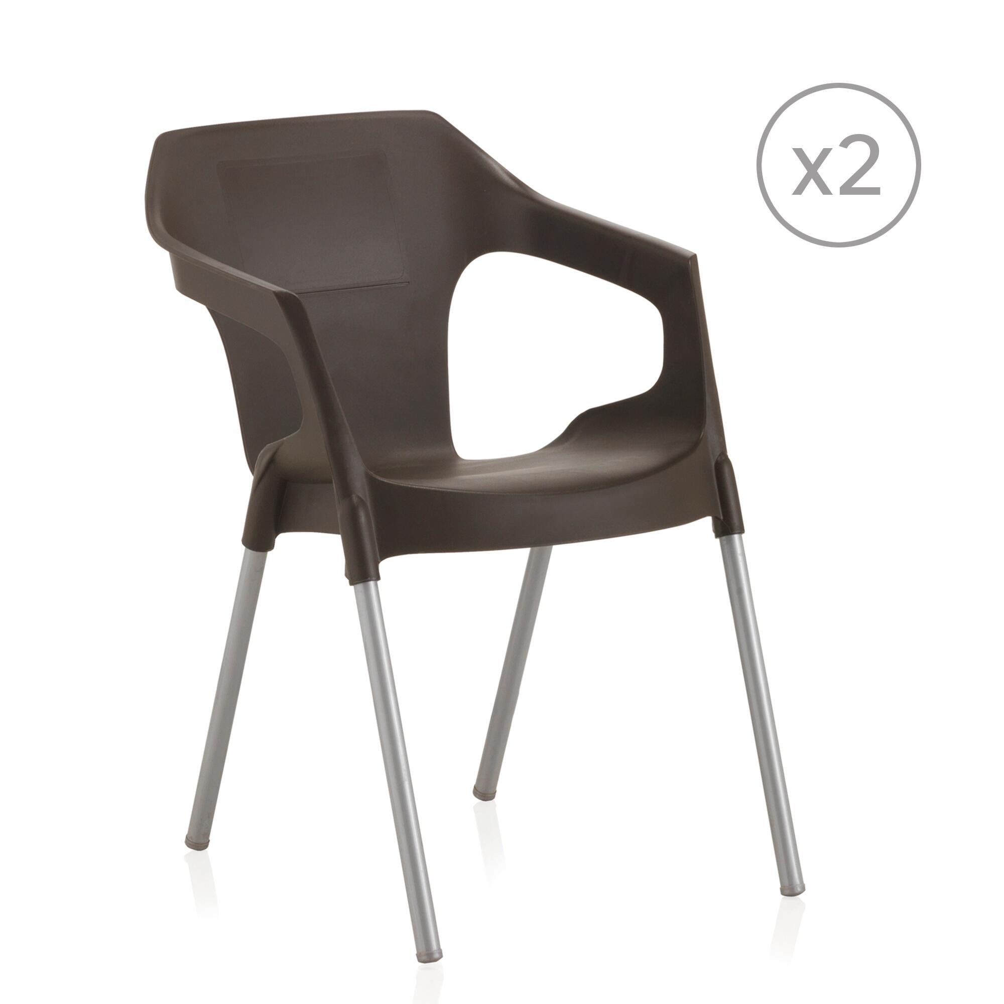 pack 2 sillas de jardin de polipropileno monaco marron