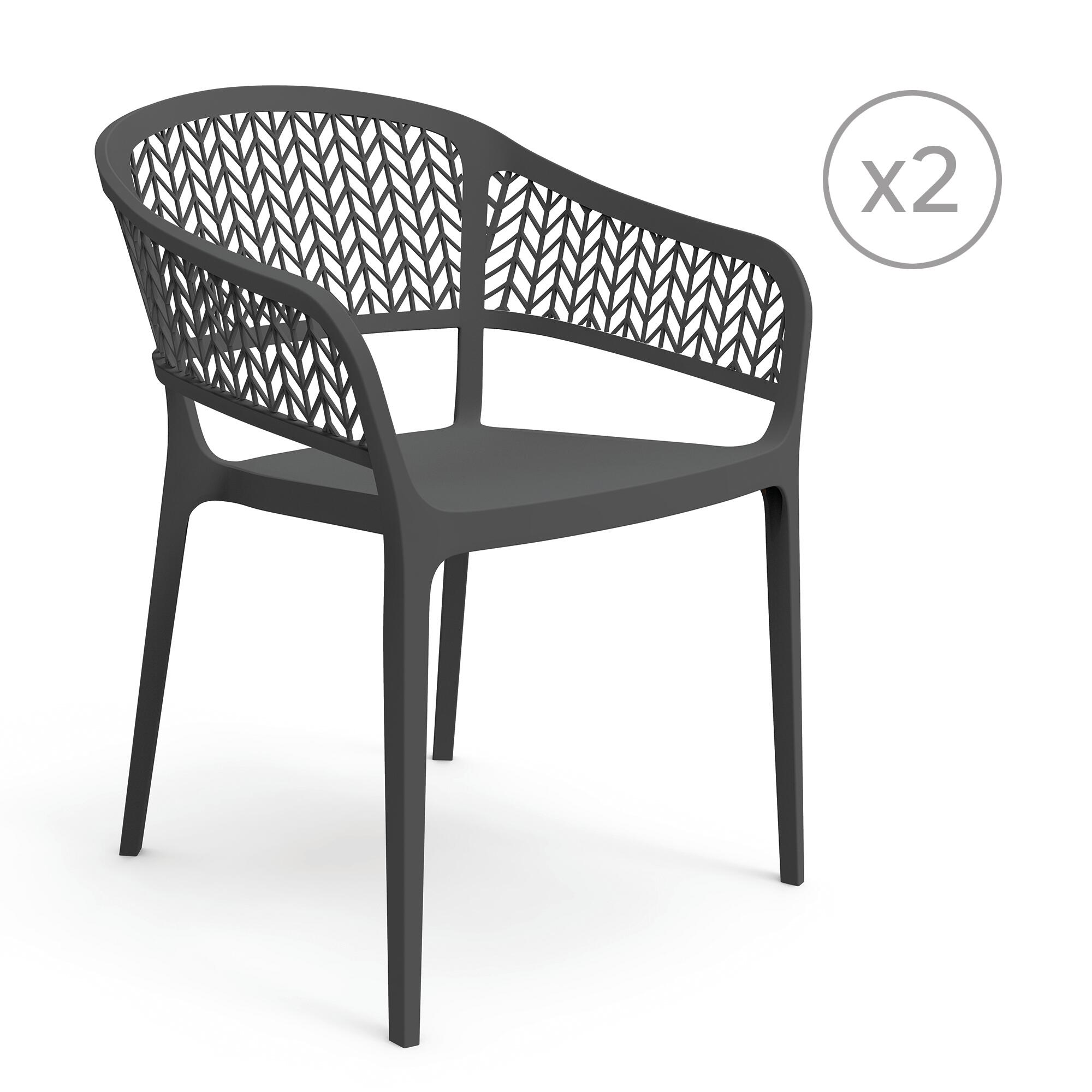 pack 2 sillas jardin de comedor de polipropileno saona gris de 56x78x59 cm
