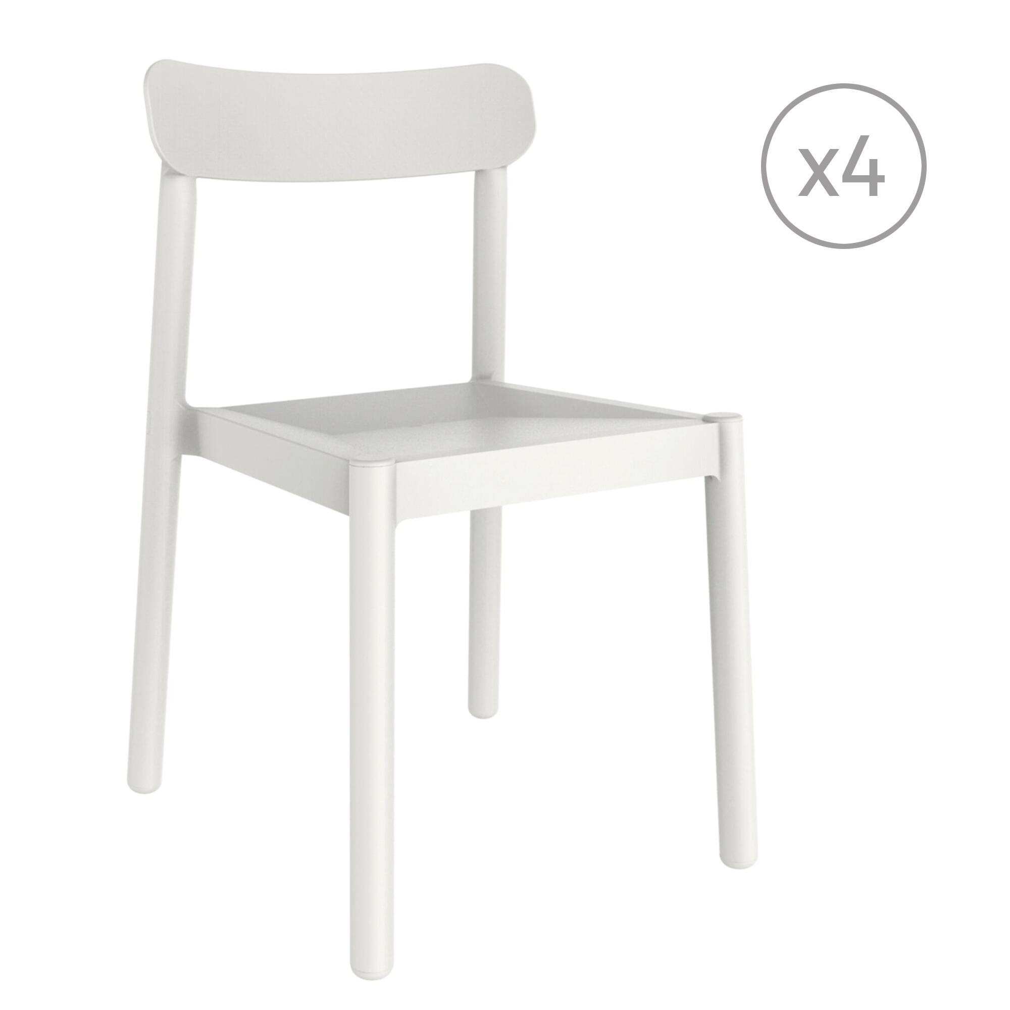 pack 4 sillas de jardin de polipropileno elba blanco