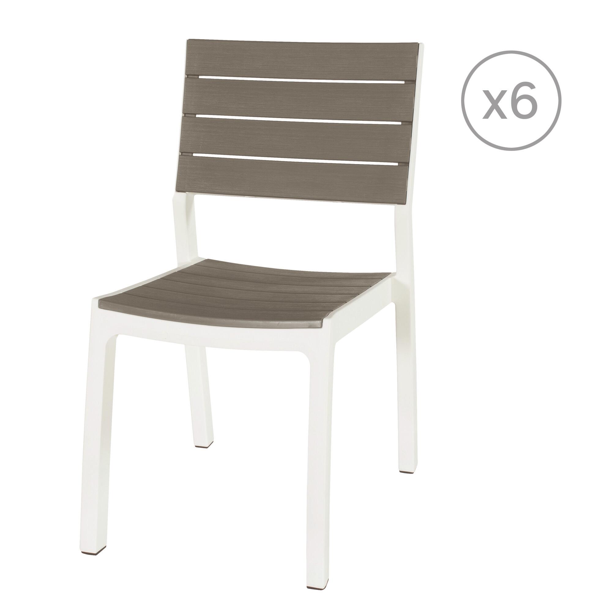 pack 6 sillas de jardin de polipropileno harmony beige sin brazos
