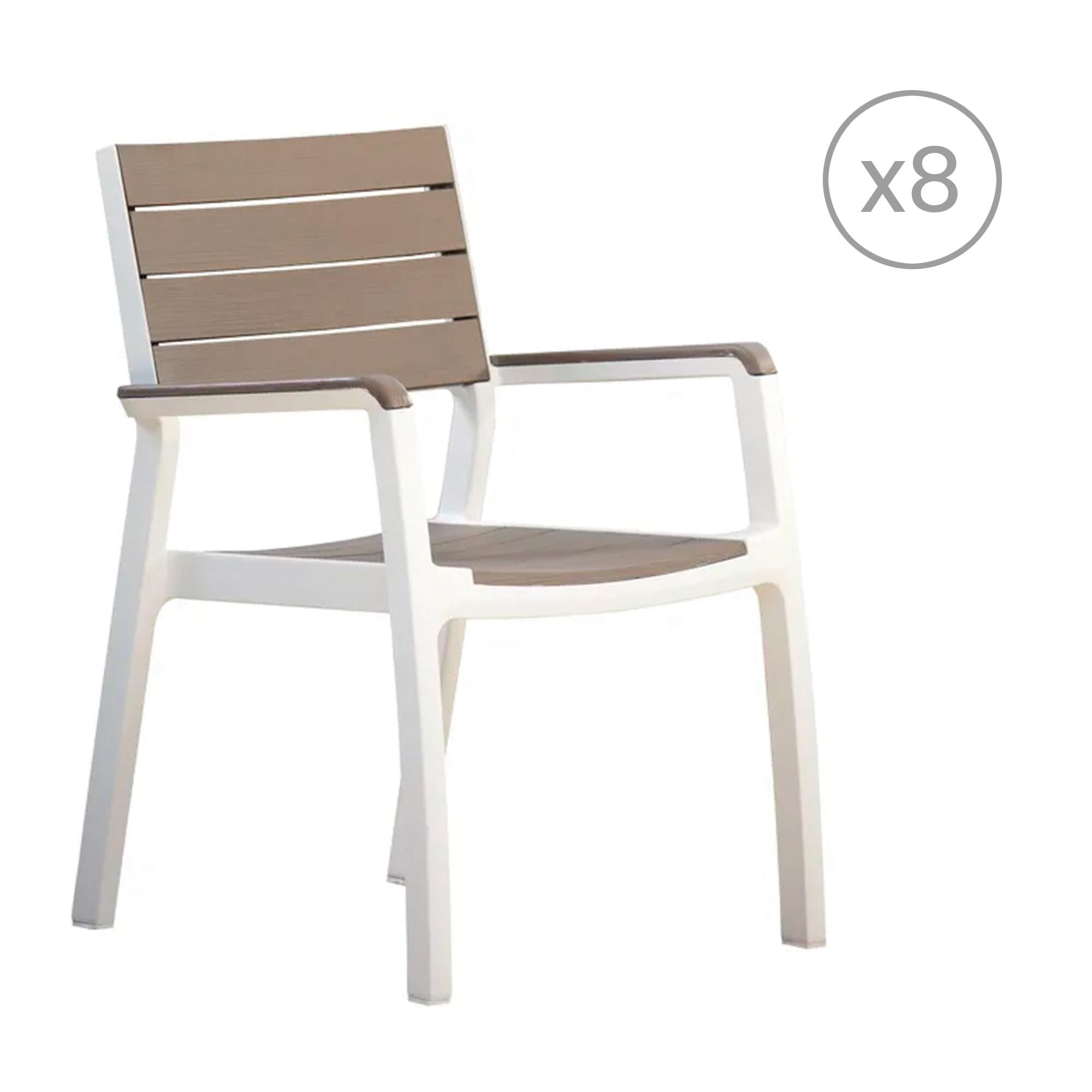 pack 8 sillas de jardin de polipropileno harmony beige