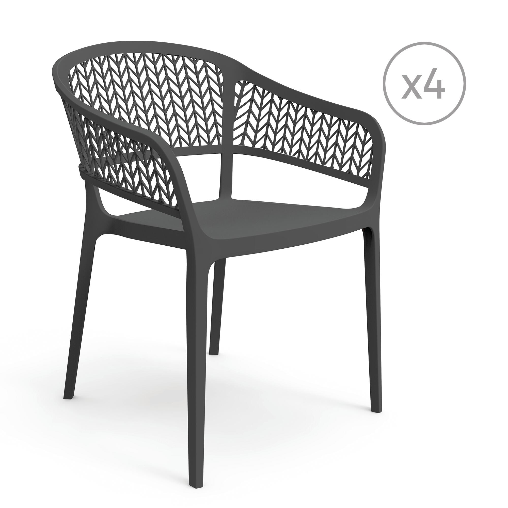 pack 4 sillas jardin de comedor de polipropileno saona gris de 56x78x59 cm