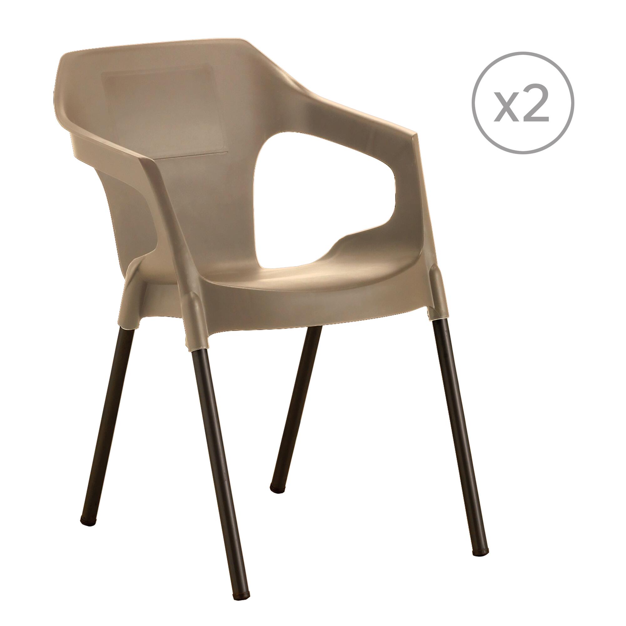 pack 2 sillas de jardin de polipropileno monaco topo