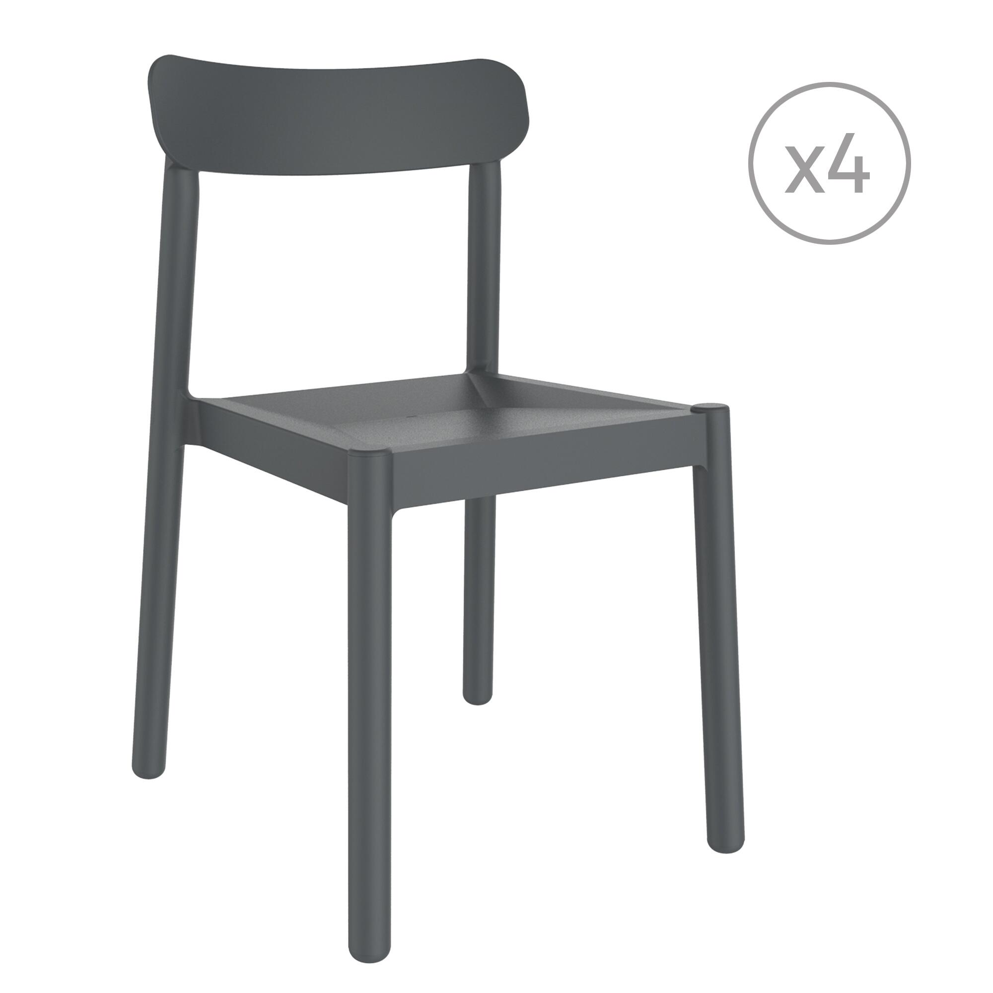 pack 4 sillas de jardin de exterior de resina elba antracita