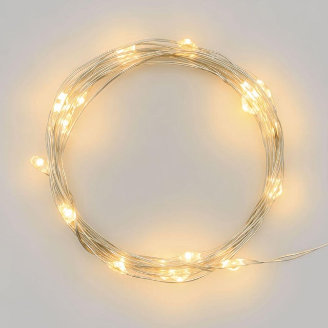 Filo di luci di natale 40 lampadine LED bianco caldo Micro 4 m