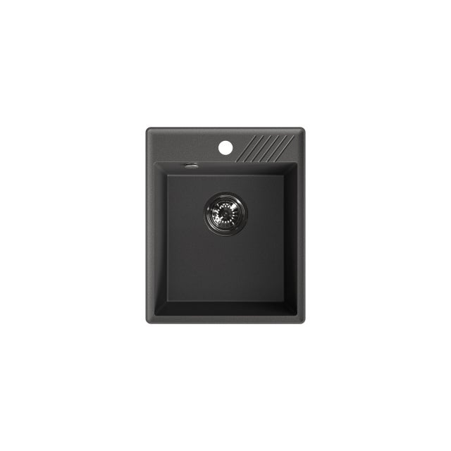 Zlew granitowy Cob 50 x 40 cm czarny z syfonem