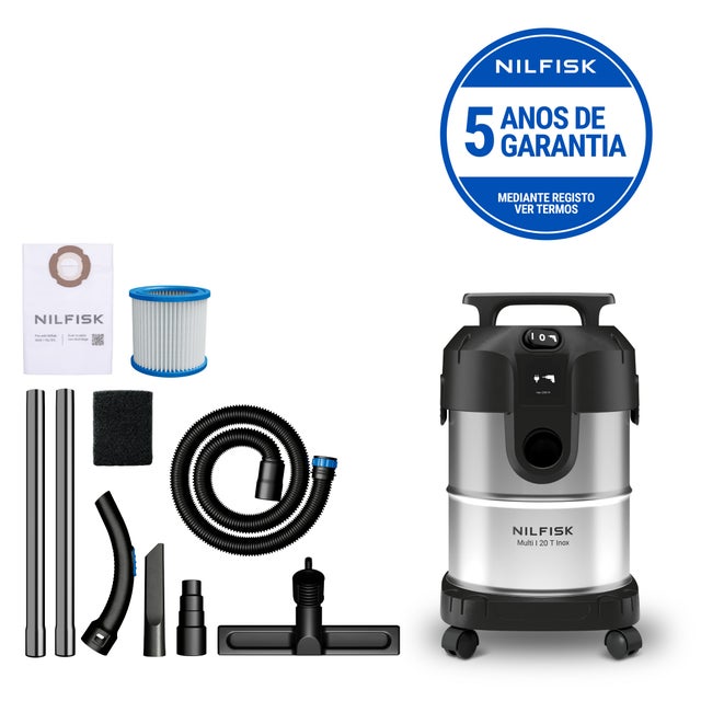 Aspirador sólidos e líquidos1100 W  20 L Nilfisk Multi I 20 T Inox L-Class