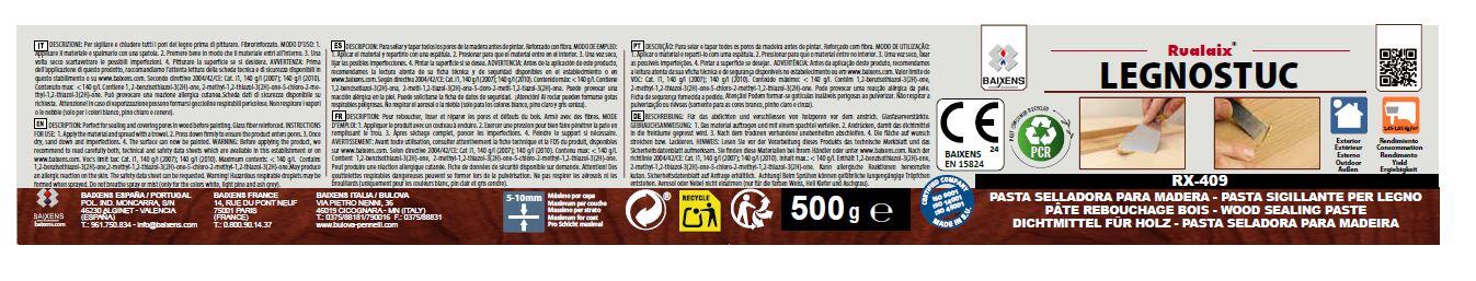 PASTA PARA MADERA RUALAIX LEGNOSTUC RX-409 500GR ROBLE - 2