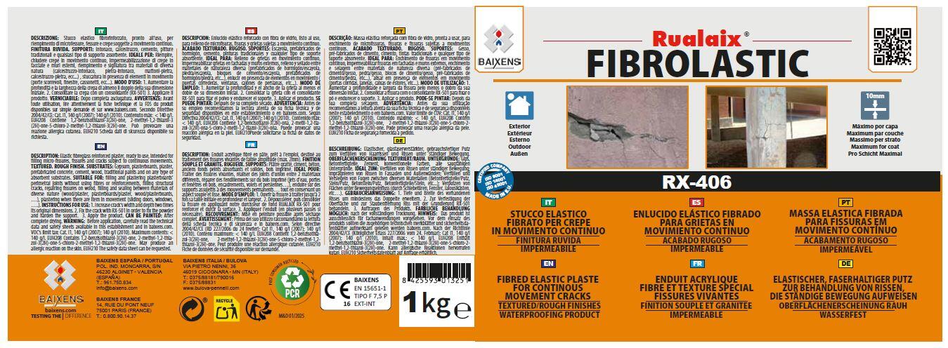 MASILLA EN PASTA FISURAS Y GRIETAS FIBROLASTIC RUALAIX 1KG - 2