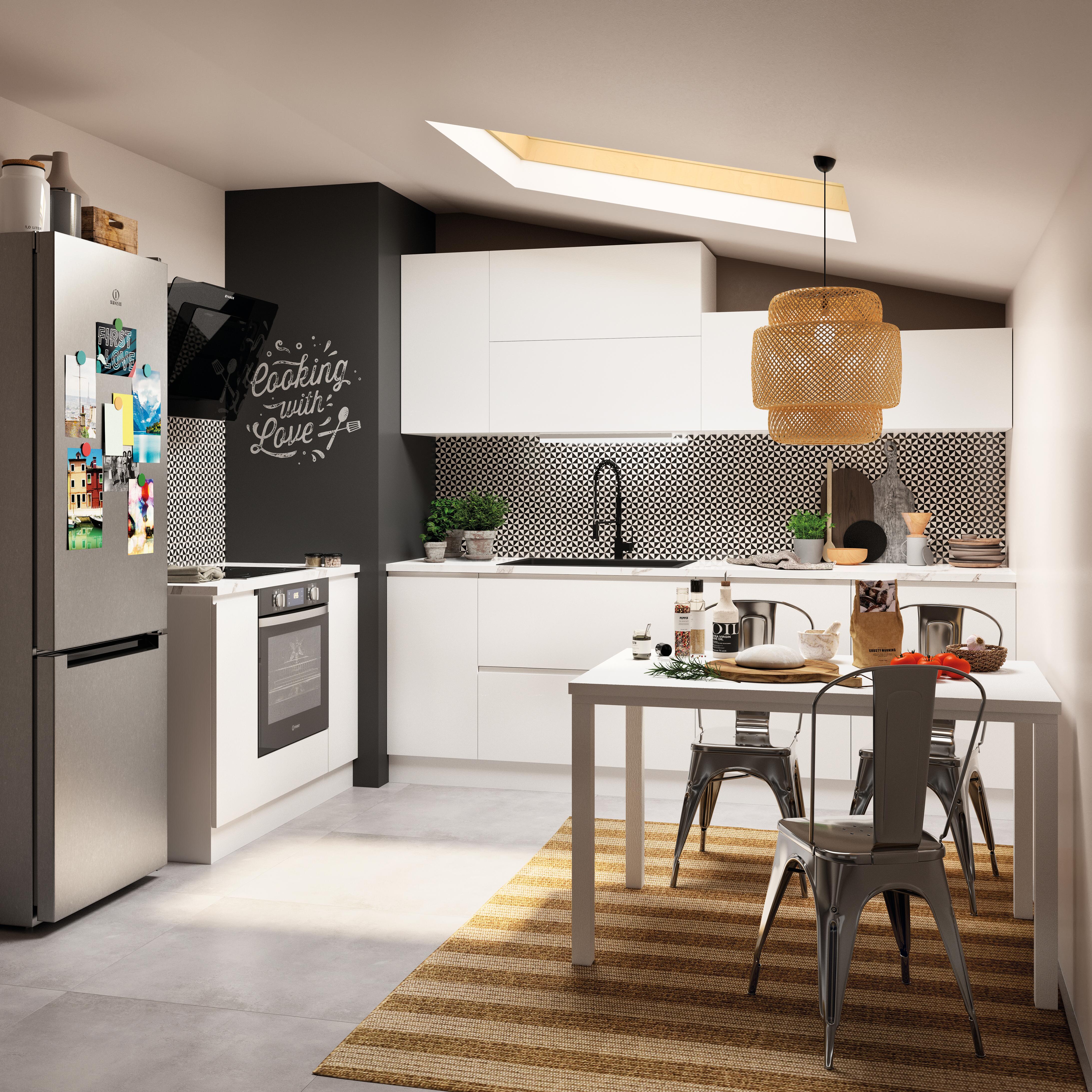 Piano cucina in truciolare rivestito in laminato hpl marmo bianco Marmo Bianco L 304 x P 63 cm, spessore 3.8 cm - 2