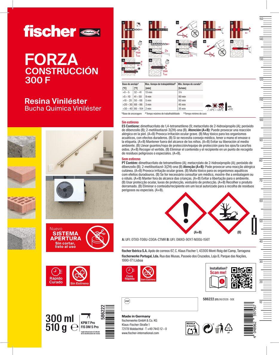 ANCLAJE QUíMICO VINILESTER  CONSTRUCCION FORZA 300ML FISCHER - 2