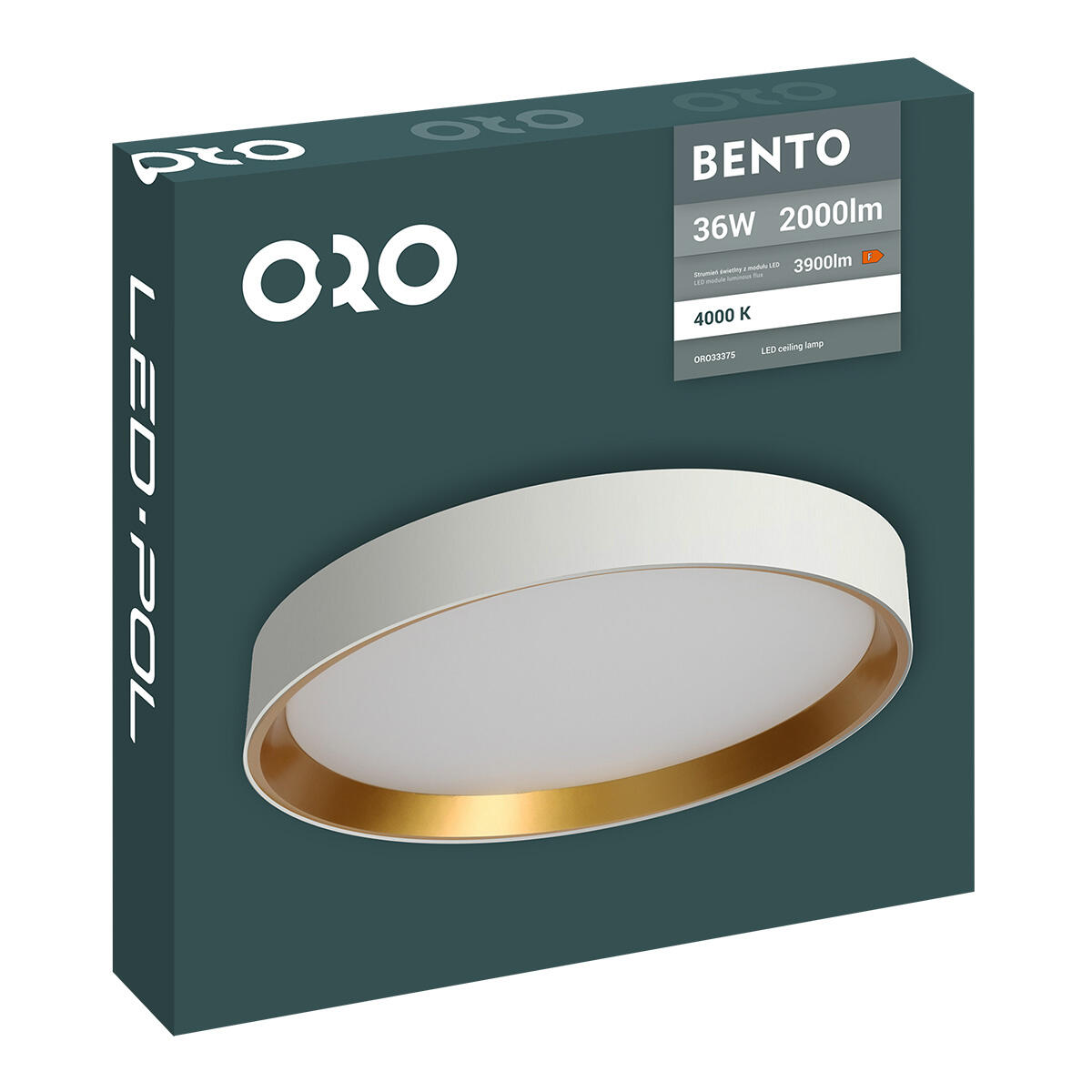 Plafon LED Bento 36W 2000 lm IP20, biały/złoty - 2