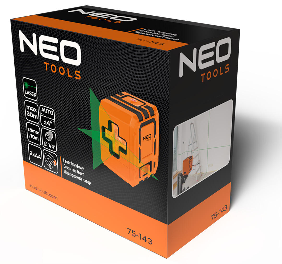 Laser krzyżowy IP54 NEO 75-143 plus akcesoria - 5