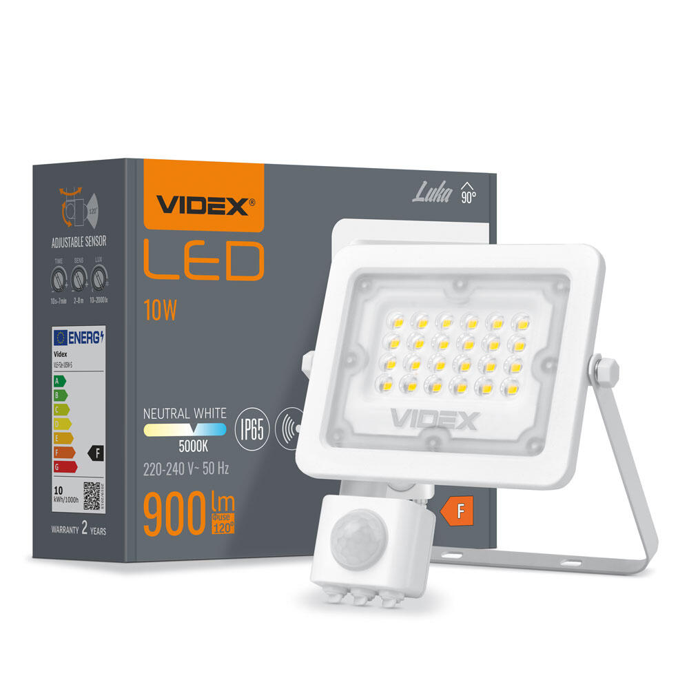 Naświetlacz LED 10W 900 lm IP65 5000K biały czujnik ruchu PIR obracalny - 5