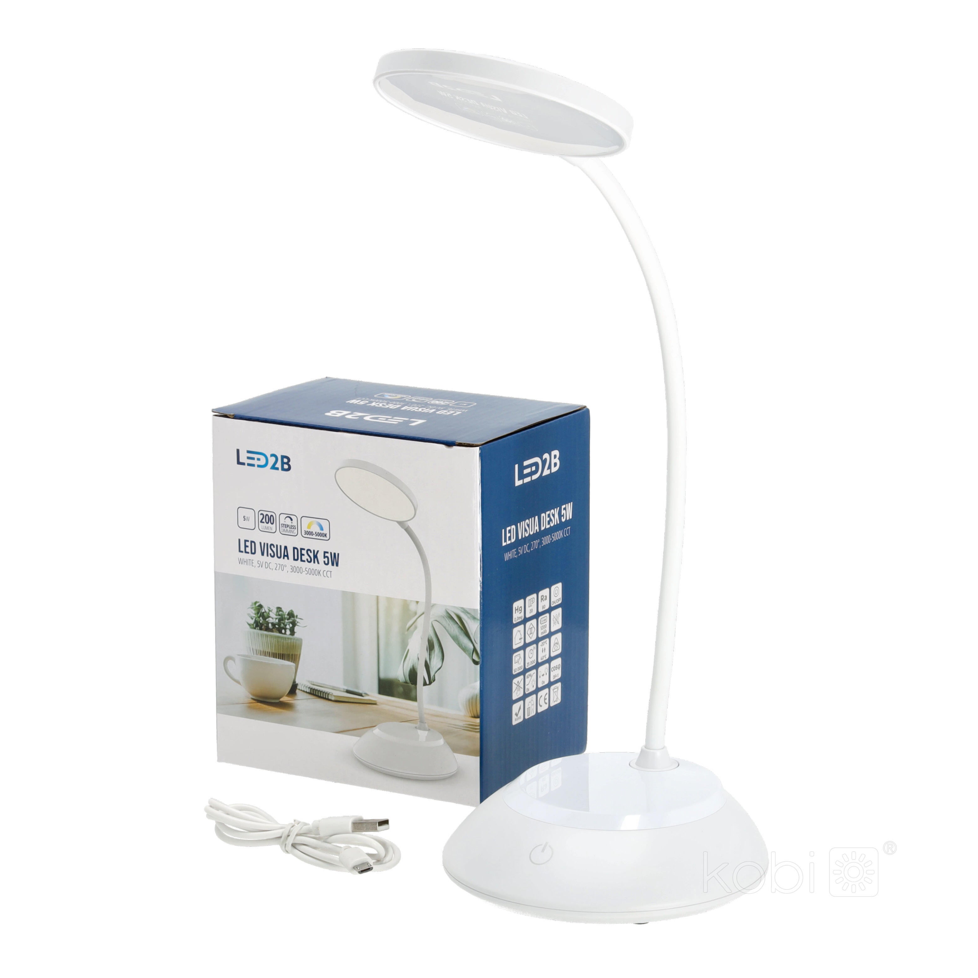 Lampka biurkowa Led Visua Desk 5W 200lm USB-A ściemnialna biała - 4