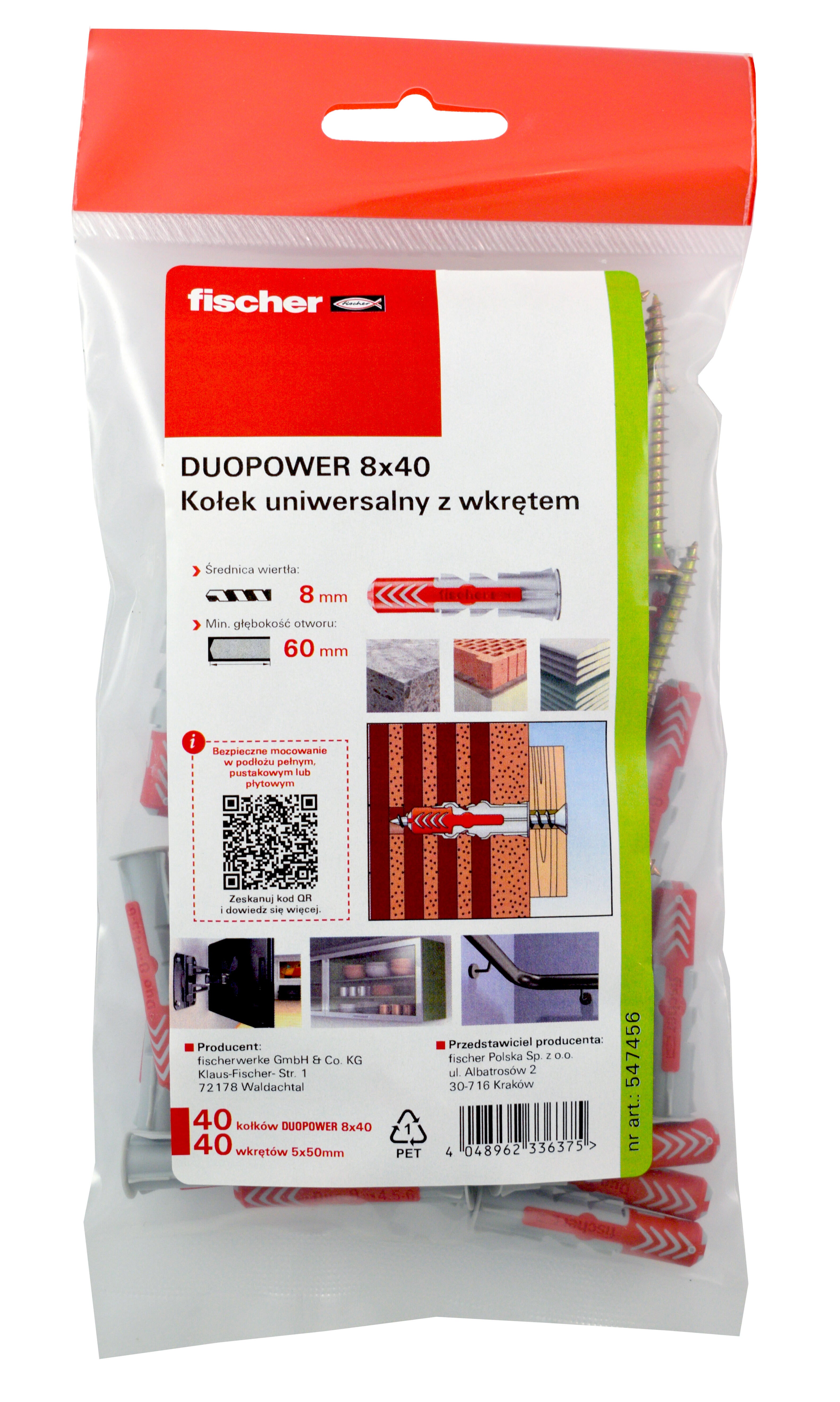 Kołek Duopower 8x40 mm z wkrętem 5.0x50 mm (40 szt.) - 3