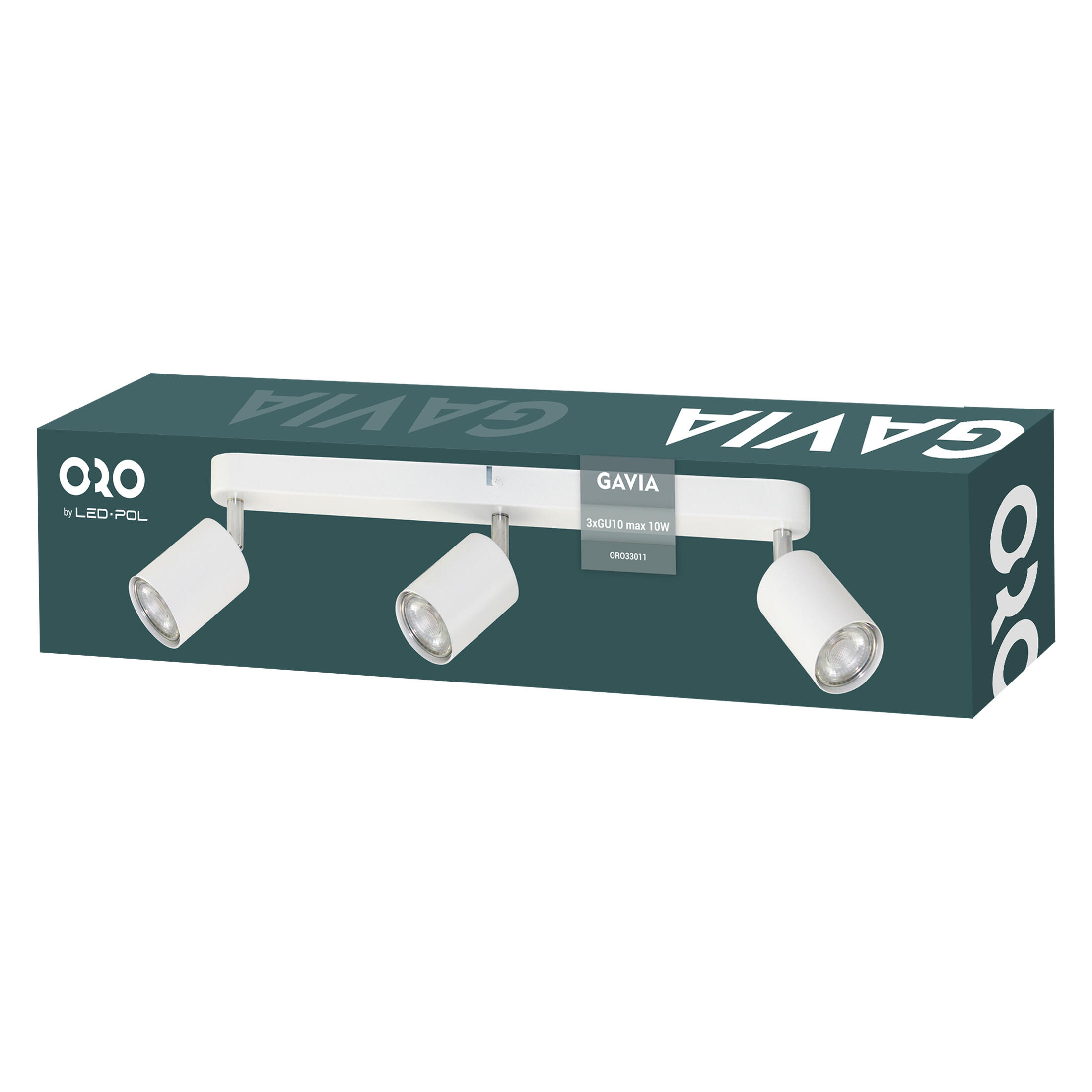 Lampa ścienno-sufitowa GAVIA 3xGU10 kolor biały, listwa, obrotowa - 2