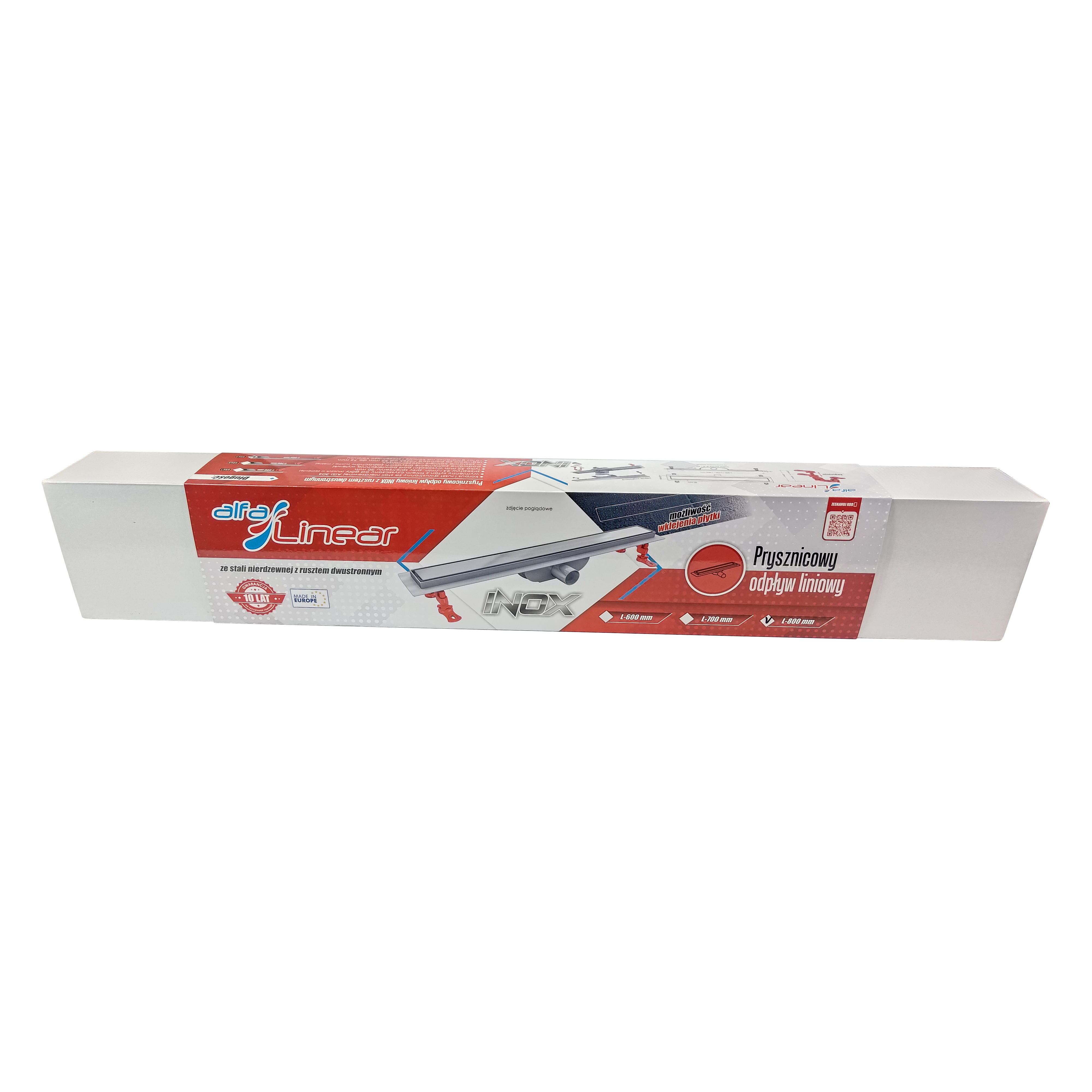 Odpływ liniowy Alfa Linear 800 mm z dwustronnym rusztem, inox - 5