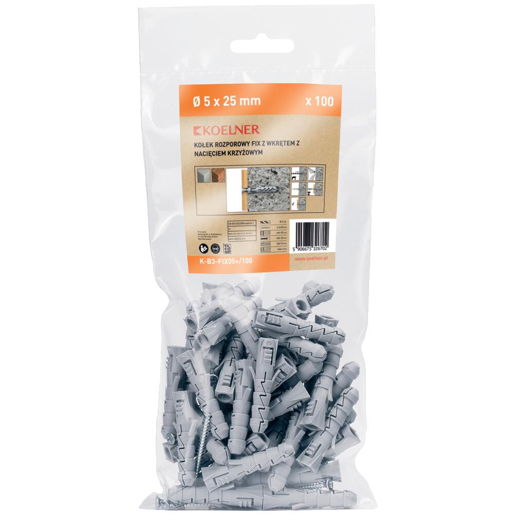 Kołek rozporowy fi 5 mm z wkrętem 3.5x30 (100 szt.) - 2