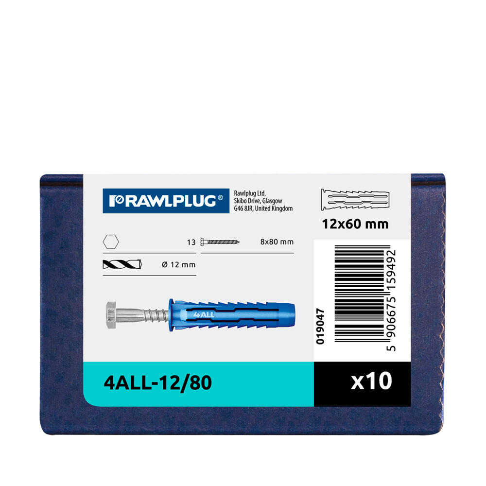 Kołek uniwersalny fi 12 mm z wkrętem 8.0x80 mm (10 szt.) - 2