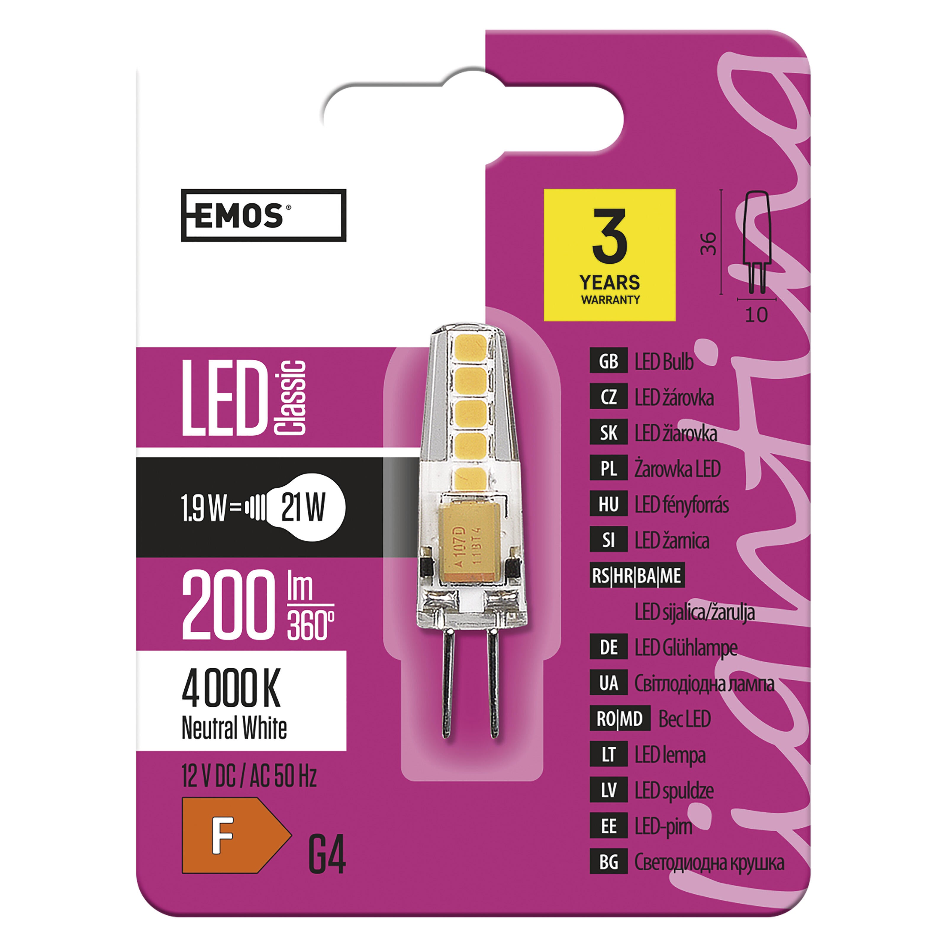 Żarówka LED G4 12V 1,9W 200lm 4000K - 3