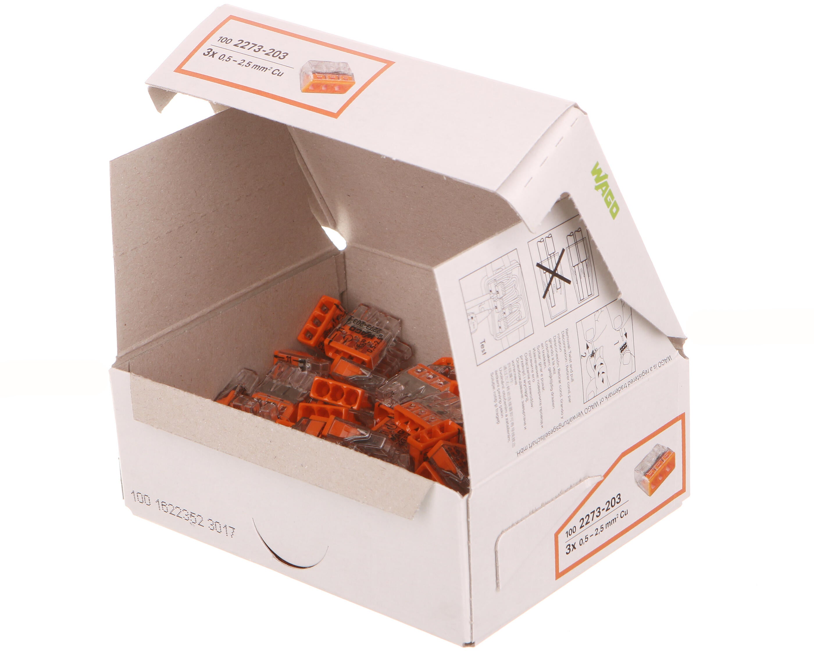 Szybkozłączka mini Wago 3x0,5-2,5mm2 100szt - 2
